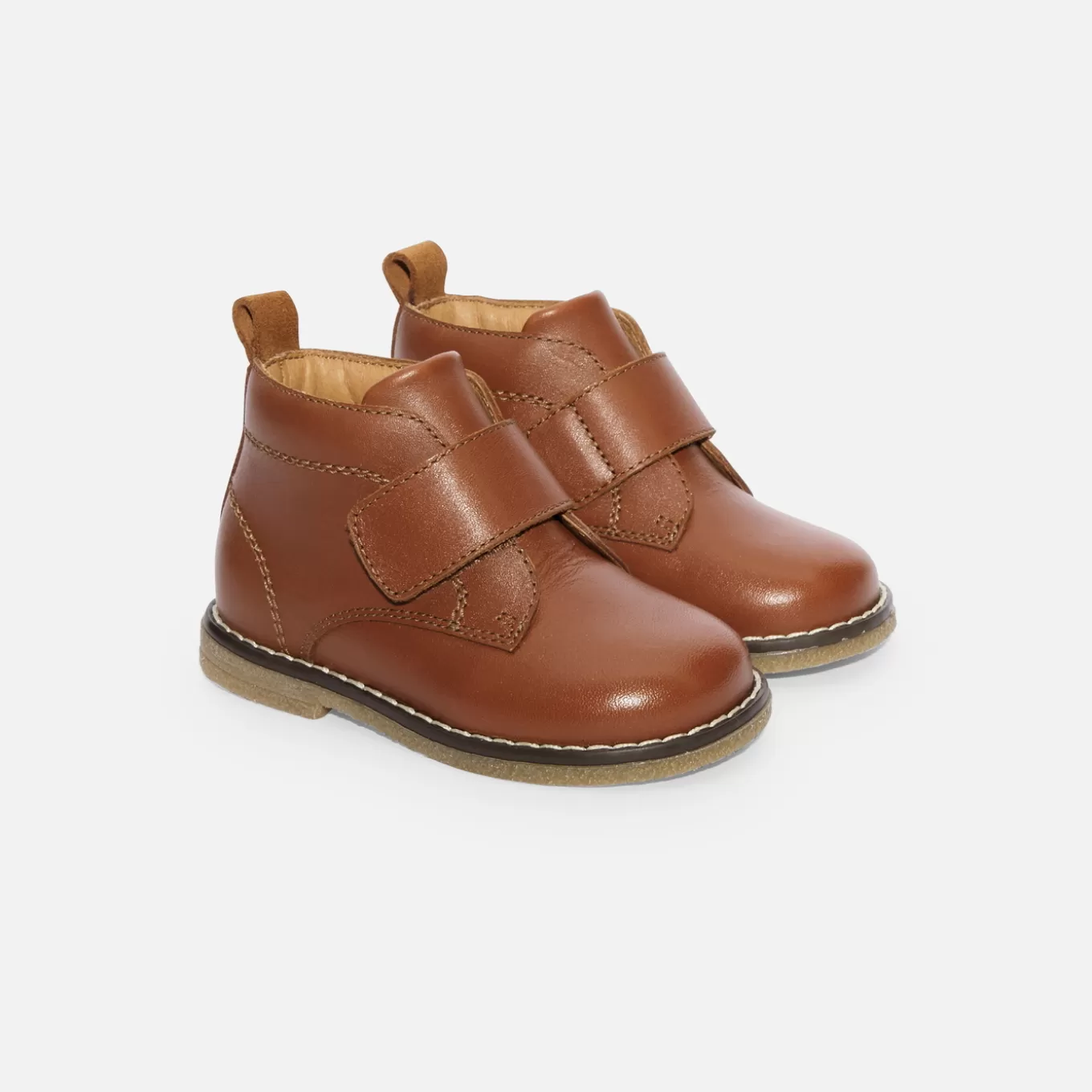 Hot Jacadi Baby-Halbstiefel für Jungen aus Glattleder NATÜRLICH