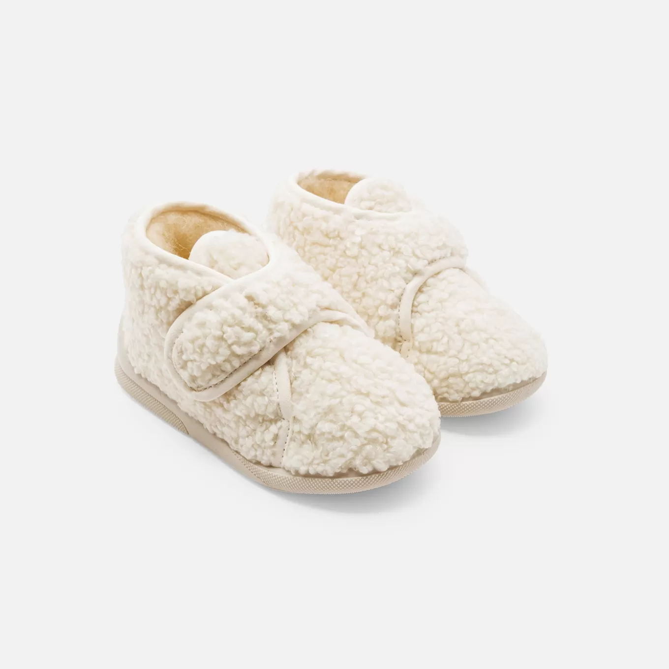 Sale Jacadi Baby-Hausschuhe aus Sherpa NATURWEISS/BEIGE