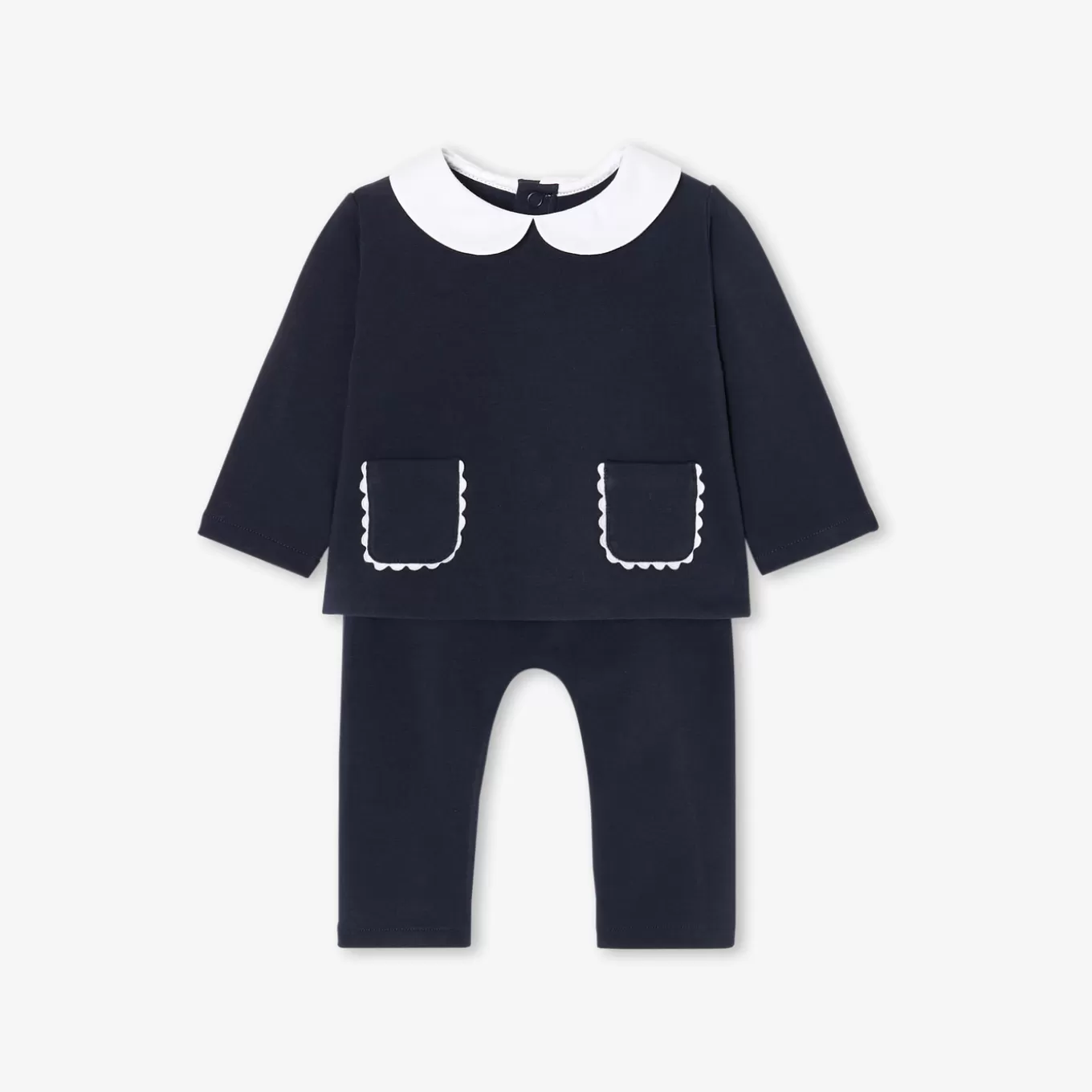 Cheap Jacadi Bequemes Ensemble für Baby Mädchen aus Molton MARINEBLAU HELL