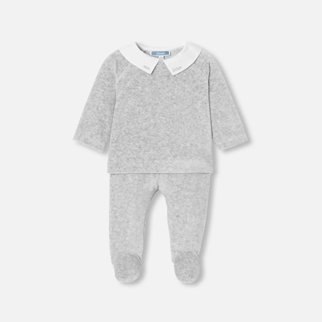 Clearance Jacadi Bequemes Ensemble für Babys aus Samt GRAU MELIERT HELL JACADI