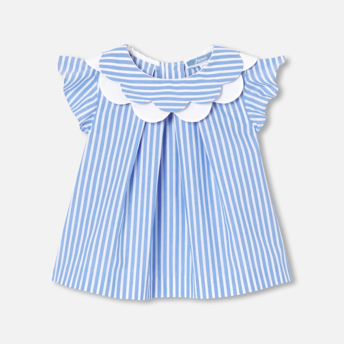 New Jacadi Bluse aus Popeline Kleinkind Mädchen WEISS/BLAU