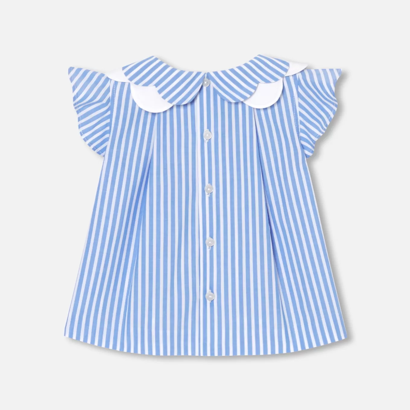 New Jacadi Bluse aus Popeline Kleinkind Mädchen WEISS/BLAU