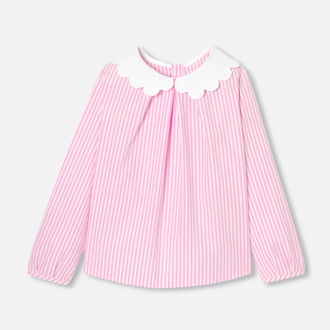 Store Jacadi Bluse für Mädchen, aus gestreifter Popeline WEISS/ROSA
