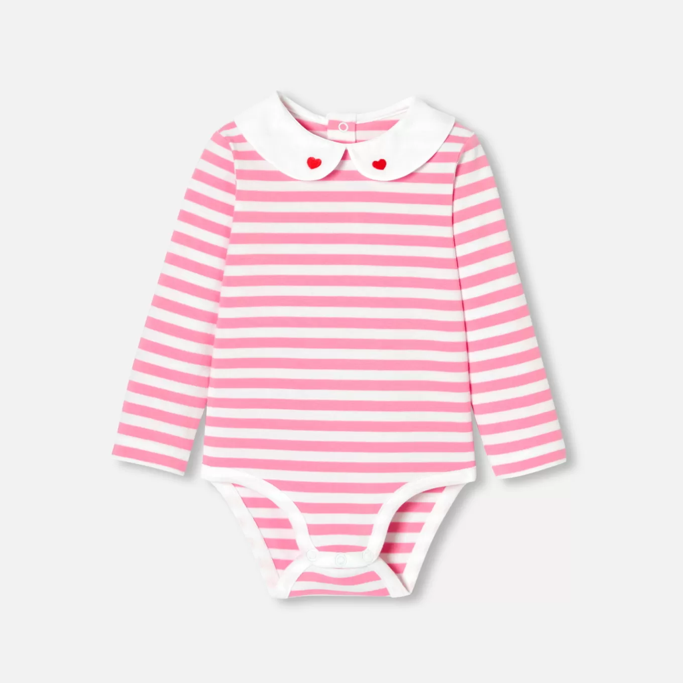 New Jacadi Body mit langen Ärmeln Kleinkind Mädchen WEISS/ROSA