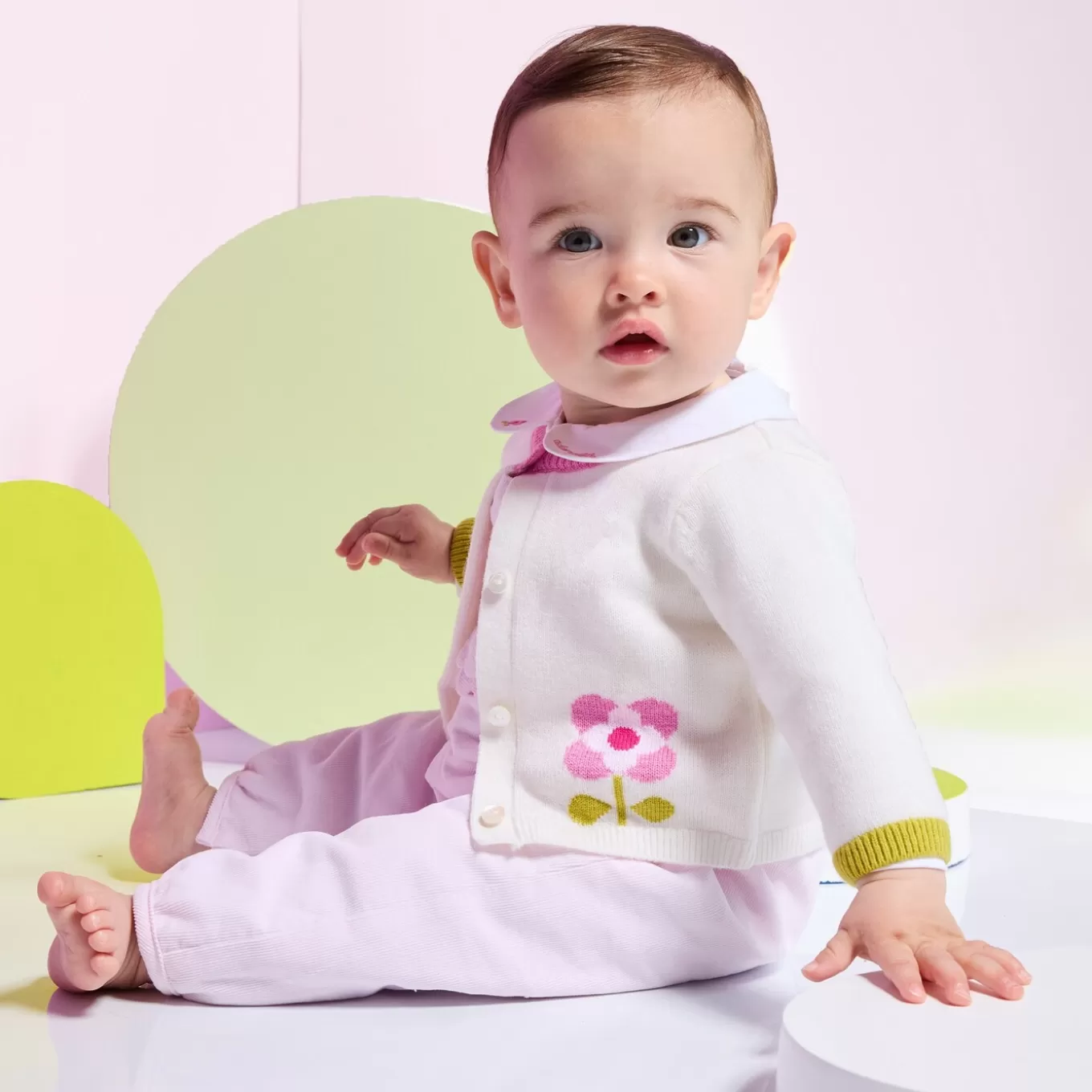 Best Jacadi Cardigan aus Jersey für Baby Mädchen WEICHES WEISS/MEHRFARBIG