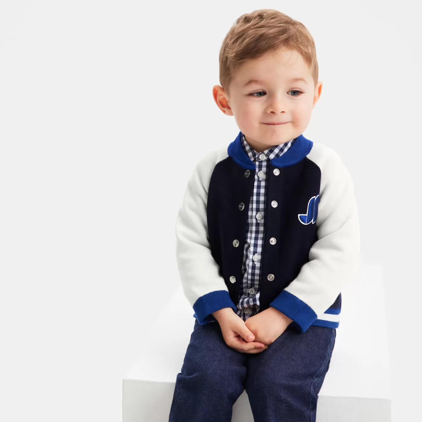 Outlet Jacadi Collegejäckchen Kleinkind Junge MARINEBLAU/WEISS