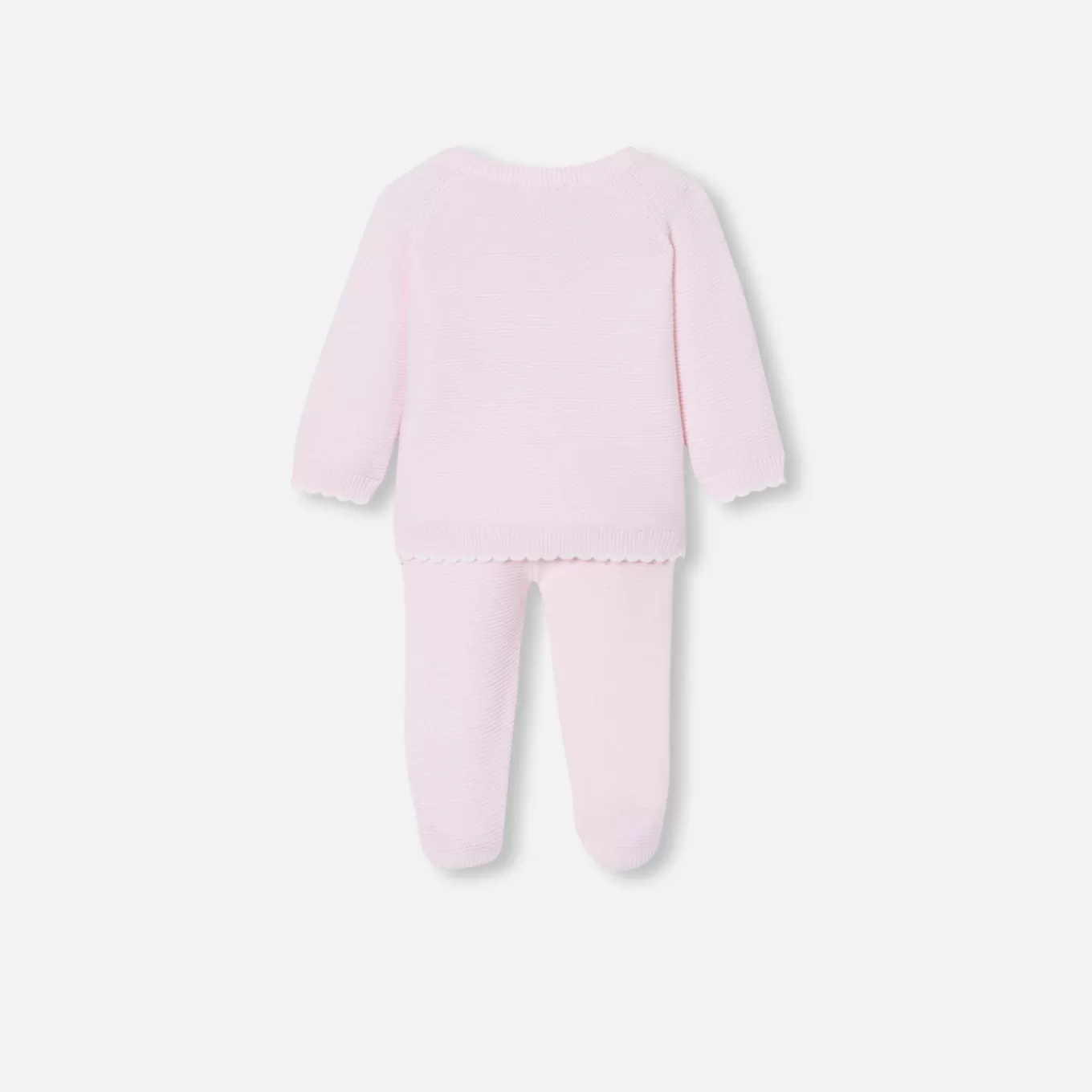 New Jacadi Ensemble aus Krausstrick für Baby Mädchen ROSA BLASS JACADI