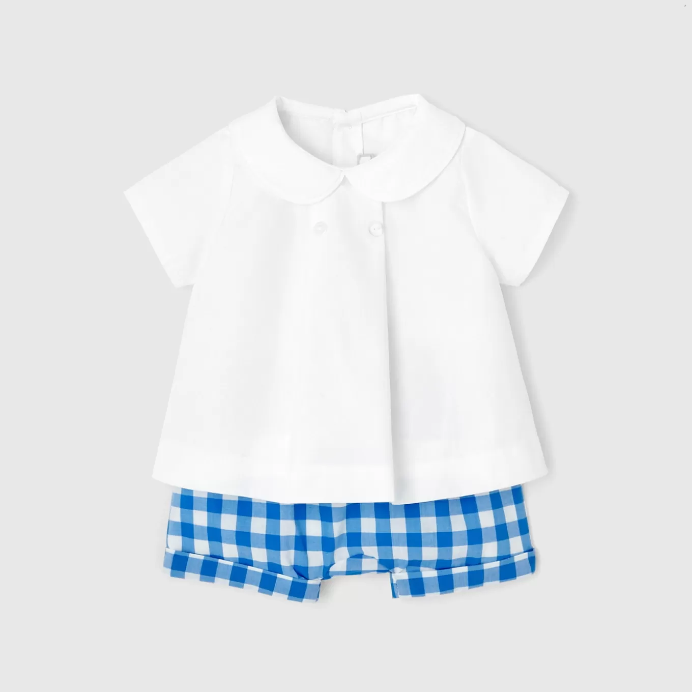 New Jacadi Ensemble mit Vichy-Karomuster Mein erstes BLAU/WEISS