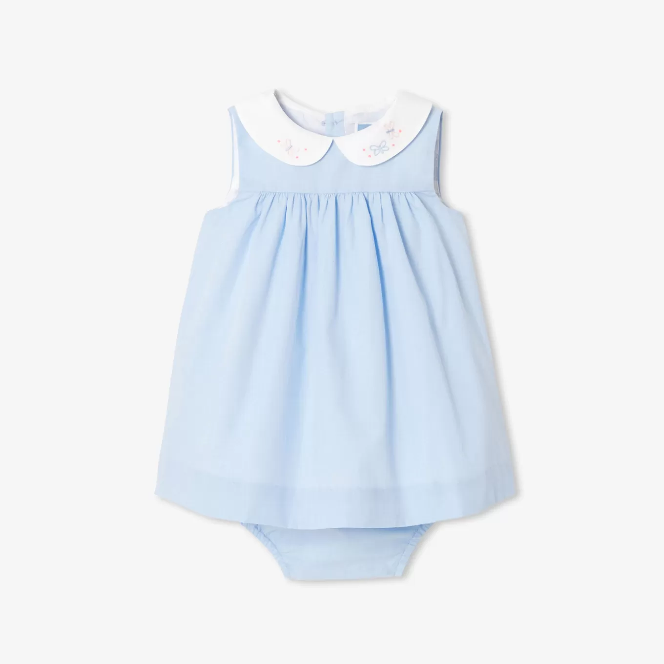 Clearance Jacadi Fil-à-Fil-Kleid für Mädchen BLAU/WEISS