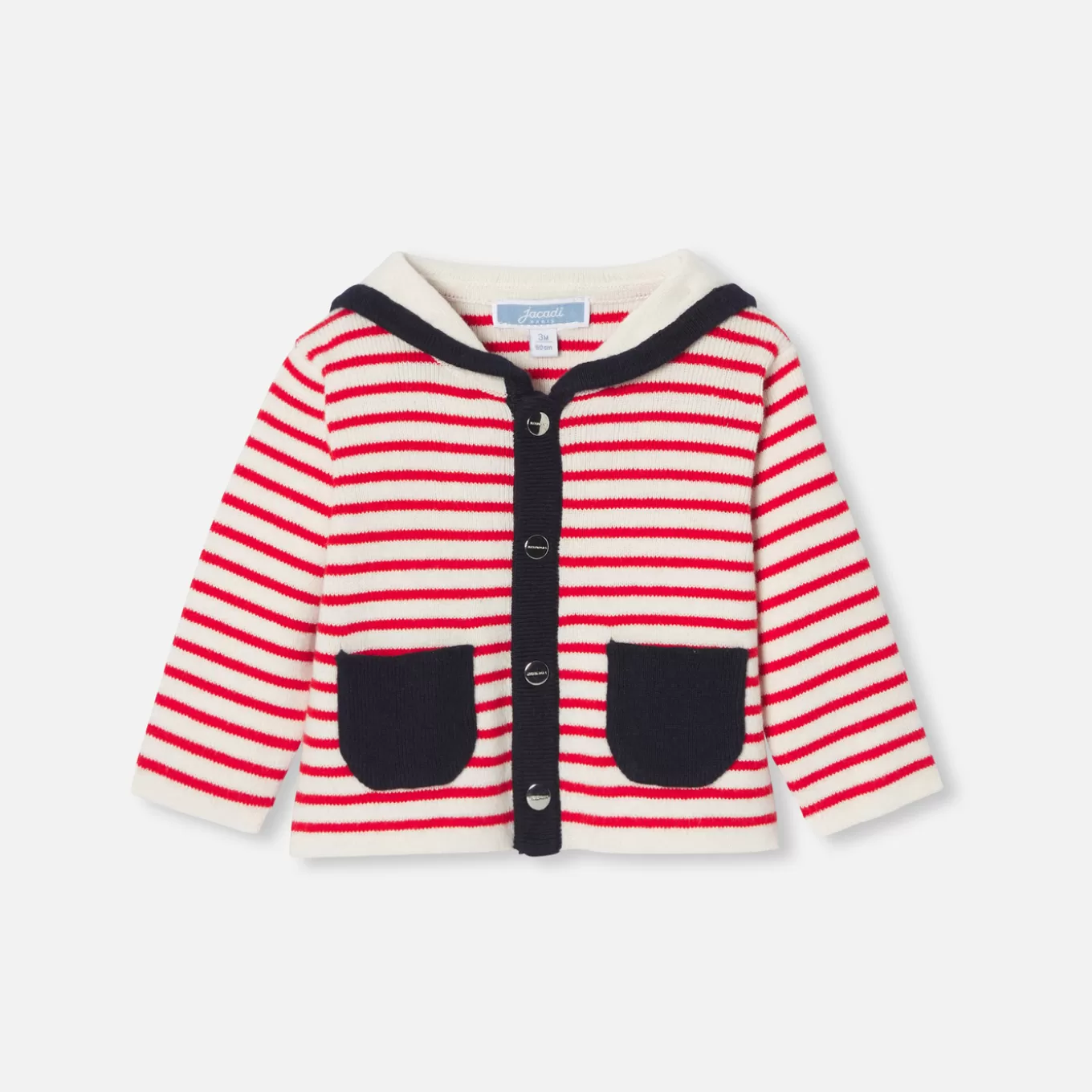 New Jacadi Jäckchen für Baby Jungen mit Matrosenkragen WEISS/ROT