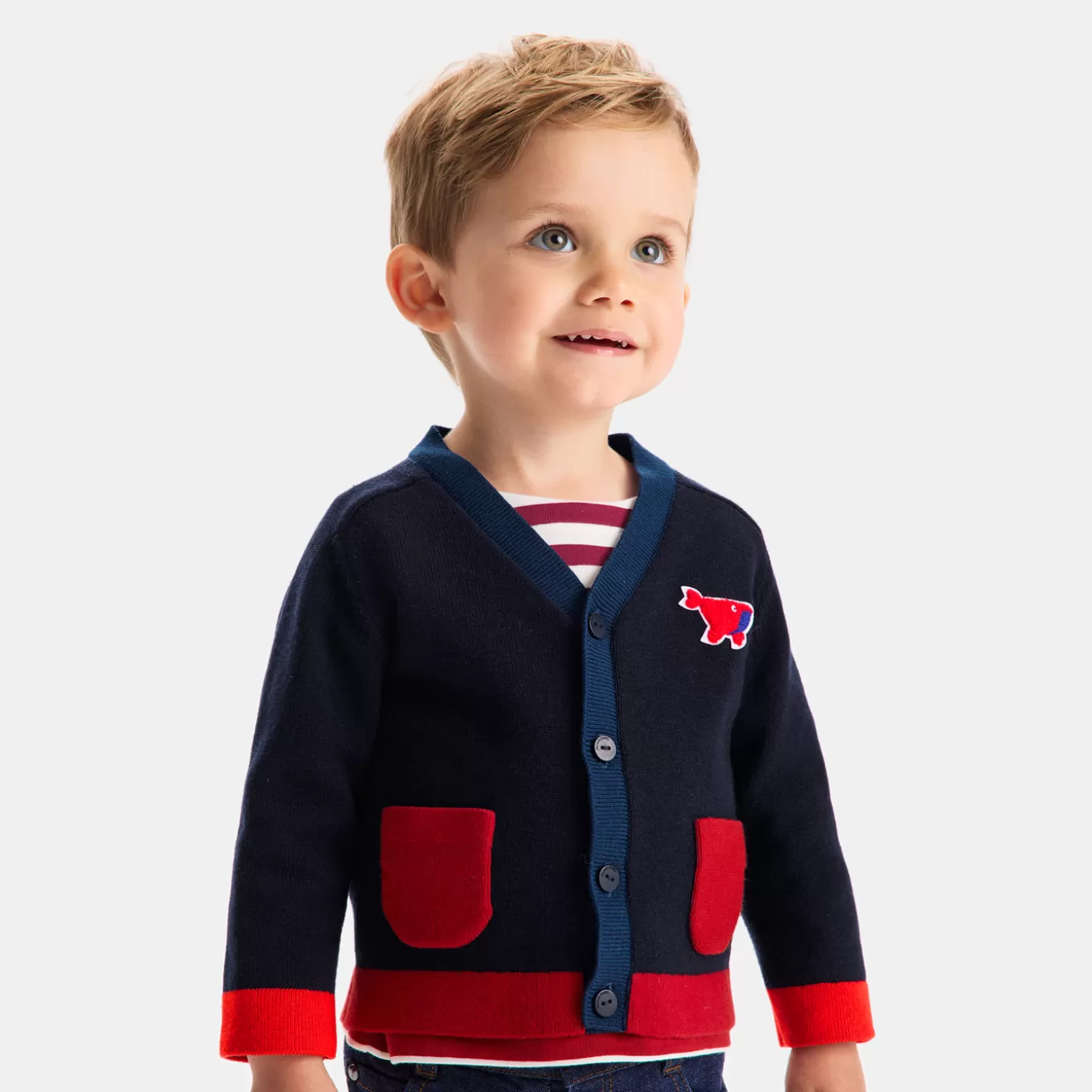 New Jacadi Jäckchen Kleinkind Junge MARINEBLAU/ROT