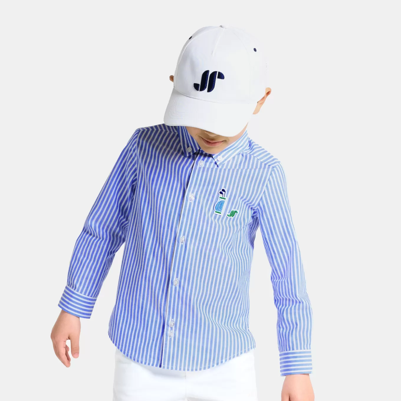 Outlet Jacadi Kinderhemd aus gestreifter Popeline für Jungen WEISS/BLAU