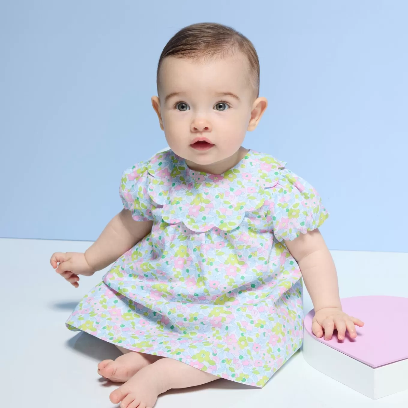 Discount Jacadi Kleid aus Liberty-Stoff für Baby Mädchen WEISS/MEHRFARBIG