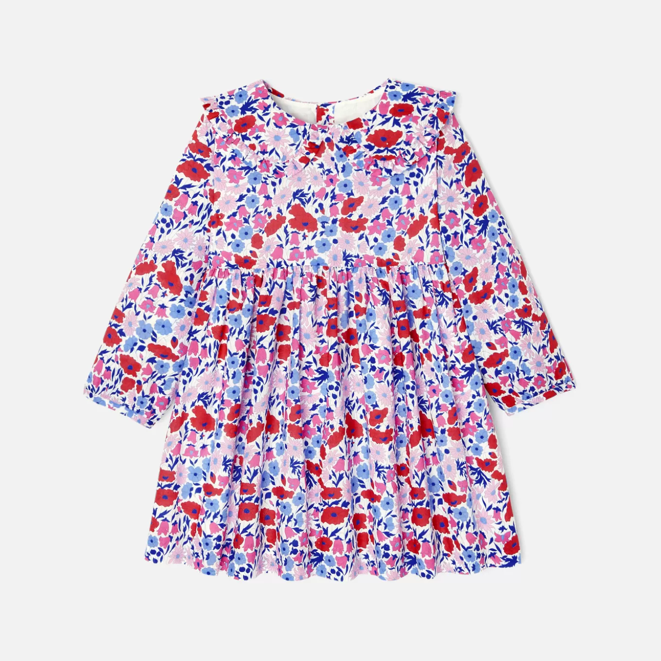 Hot Jacadi Kleid aus Liberty-Stoff für Mädchen WEISS/MEHRFARBIG
