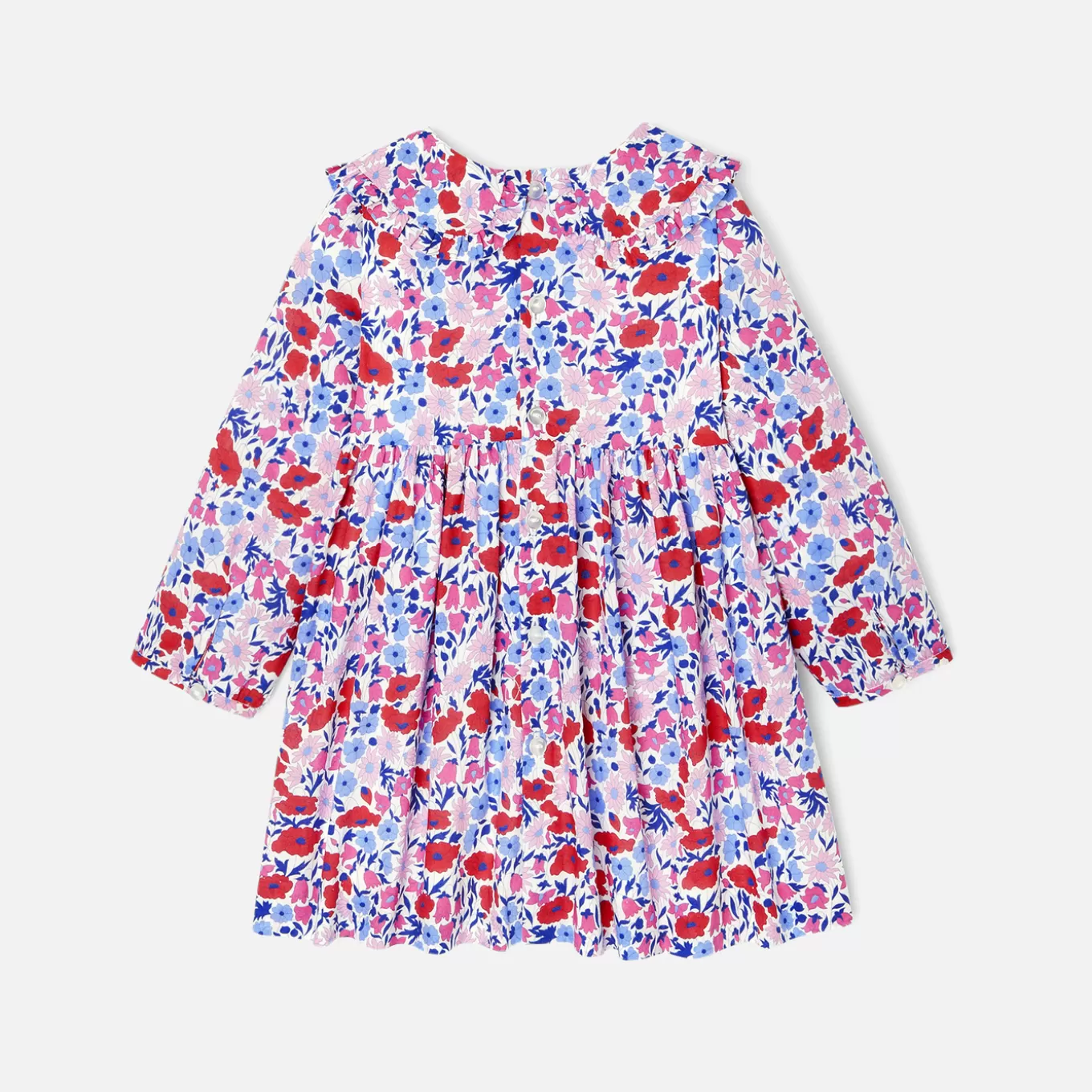 Hot Jacadi Kleid aus Liberty-Stoff für Mädchen WEISS/MEHRFARBIG