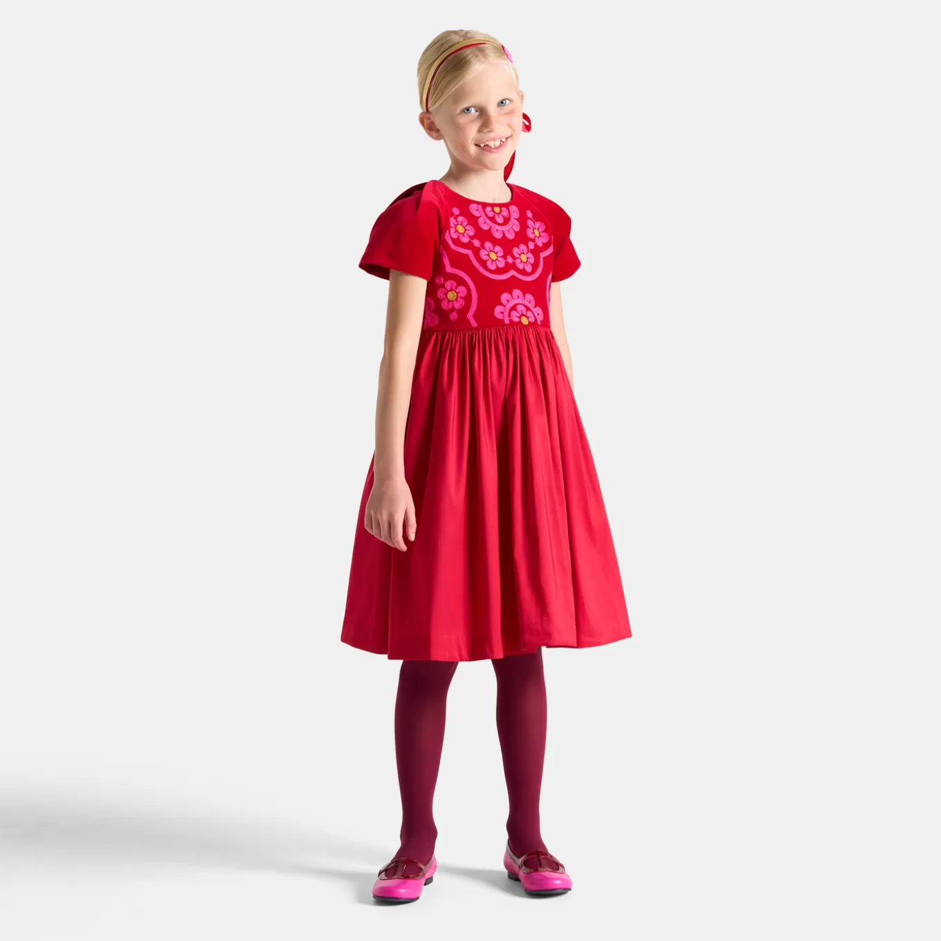Discount Jacadi Kleid aus Materialmix für Mädchen ROT JACADI