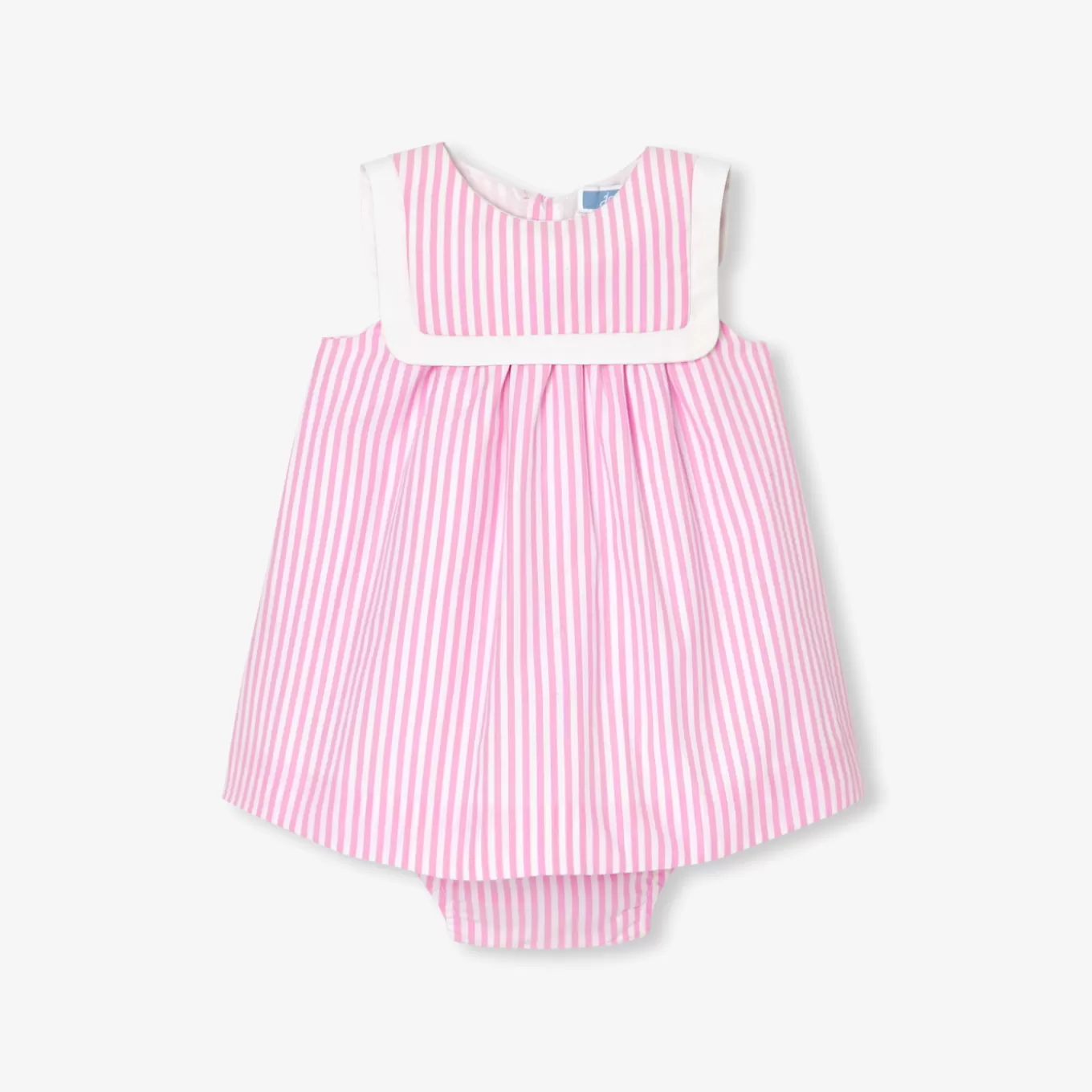New Jacadi Kleid aus Popeline für Mädchen WEISS/ROSA