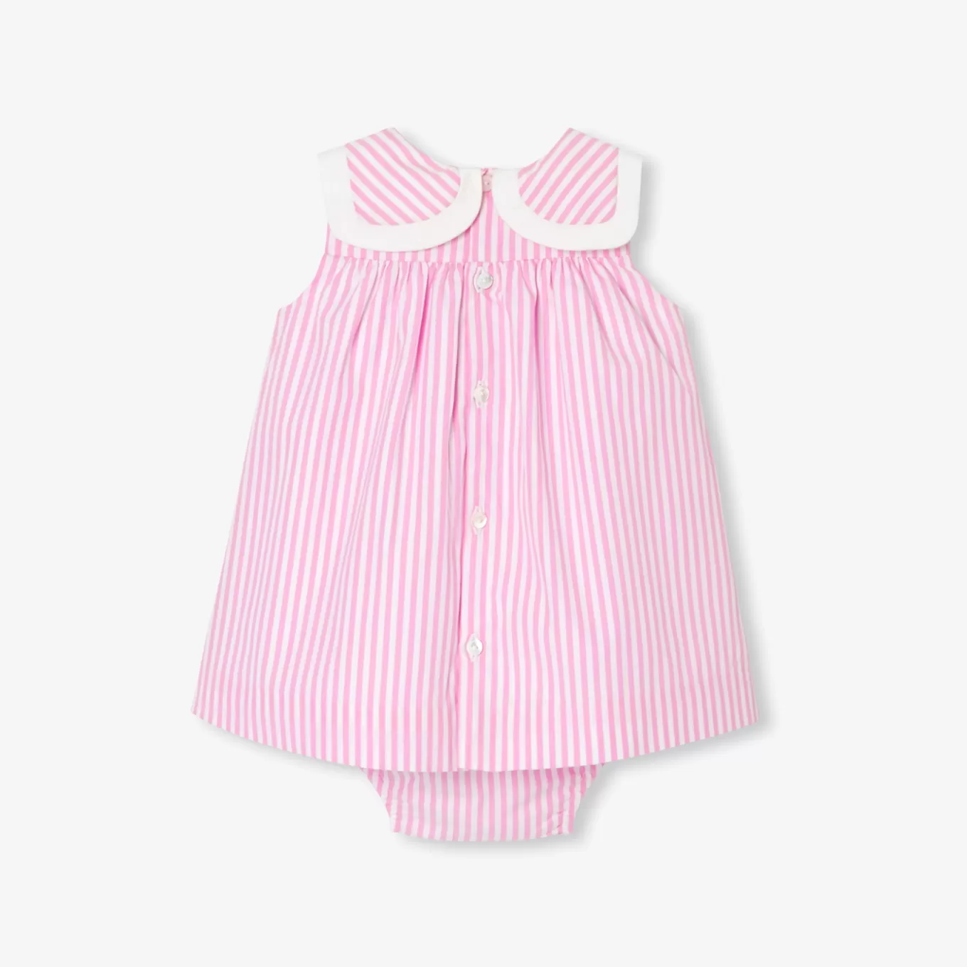 New Jacadi Kleid aus Popeline für Mädchen WEISS/ROSA