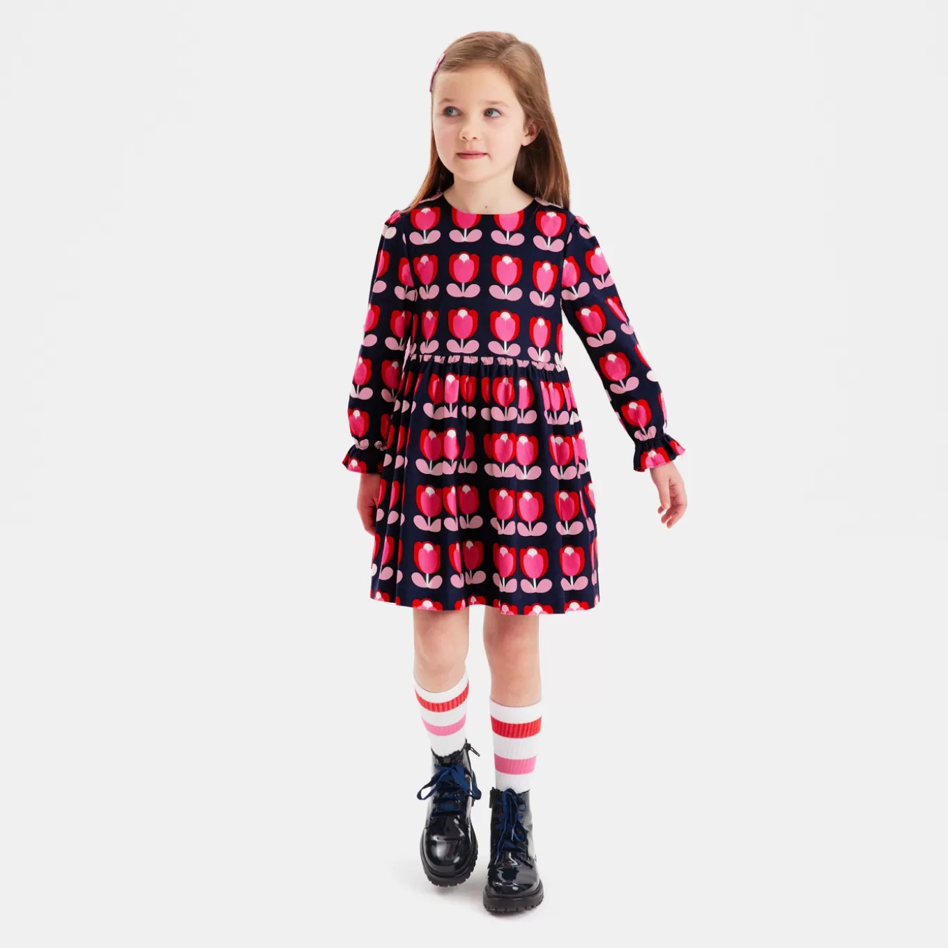 Store Jacadi Kleid für Mädchen aus Samt BLAU/MEHRFARBIG