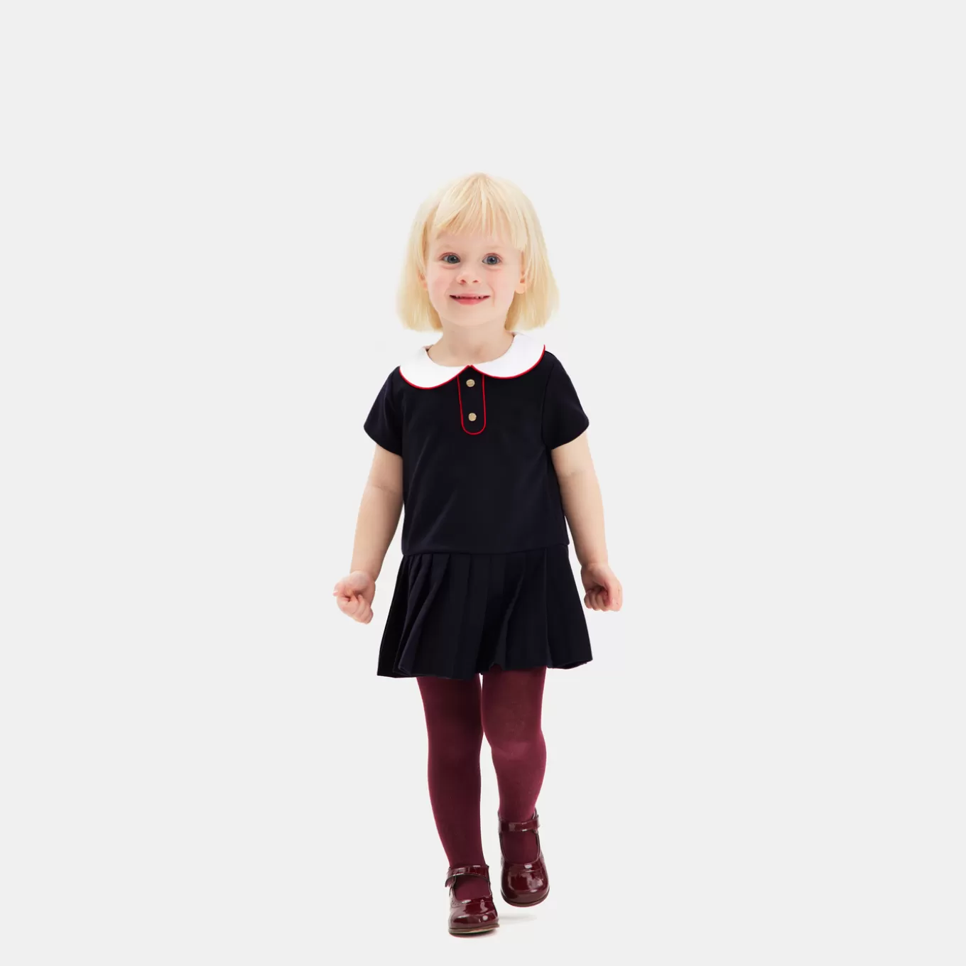 Hot Jacadi Kleid mit kurzen Ärmeln Kleinkind Mädchen MARINEBLAU JACADI