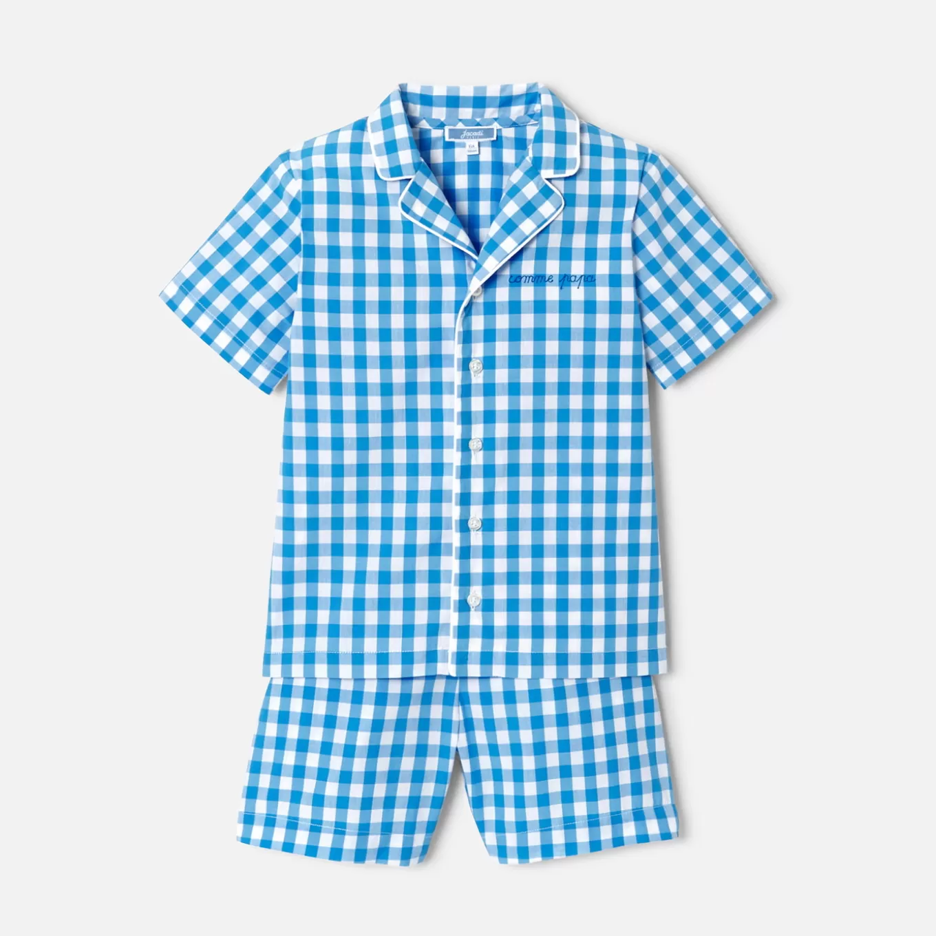 New Jacadi Kurzer Pyjama mit Vichy-Karos für Jungen BLAU/WEISS