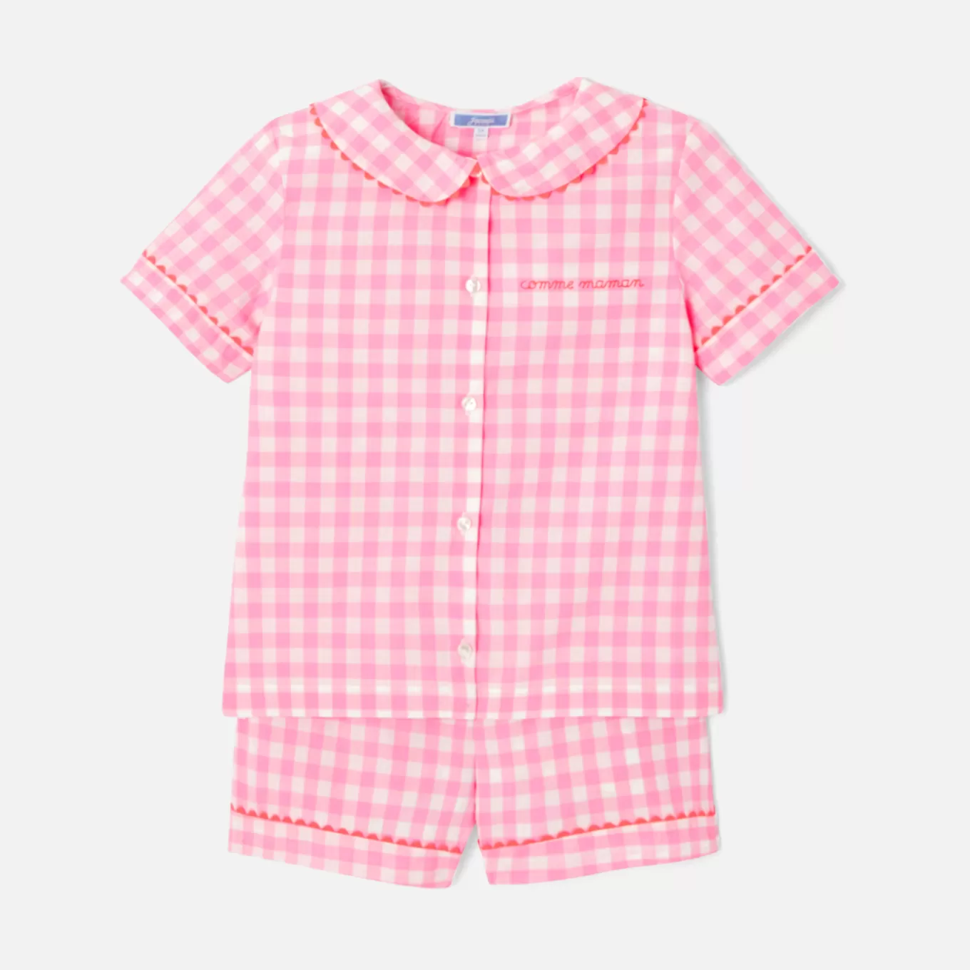 Outlet Jacadi Kurzpyjama mit Vichy-Karos für Mädchen ROSA/WEISS