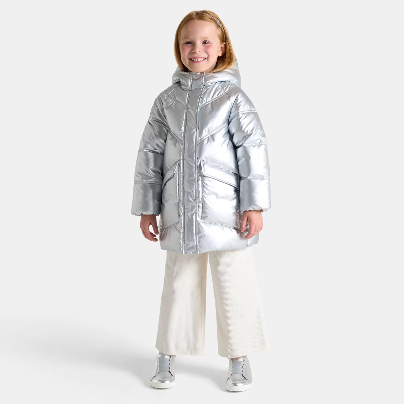 Fashion Jacadi Lange Steppjacke für Mädchen SILBER