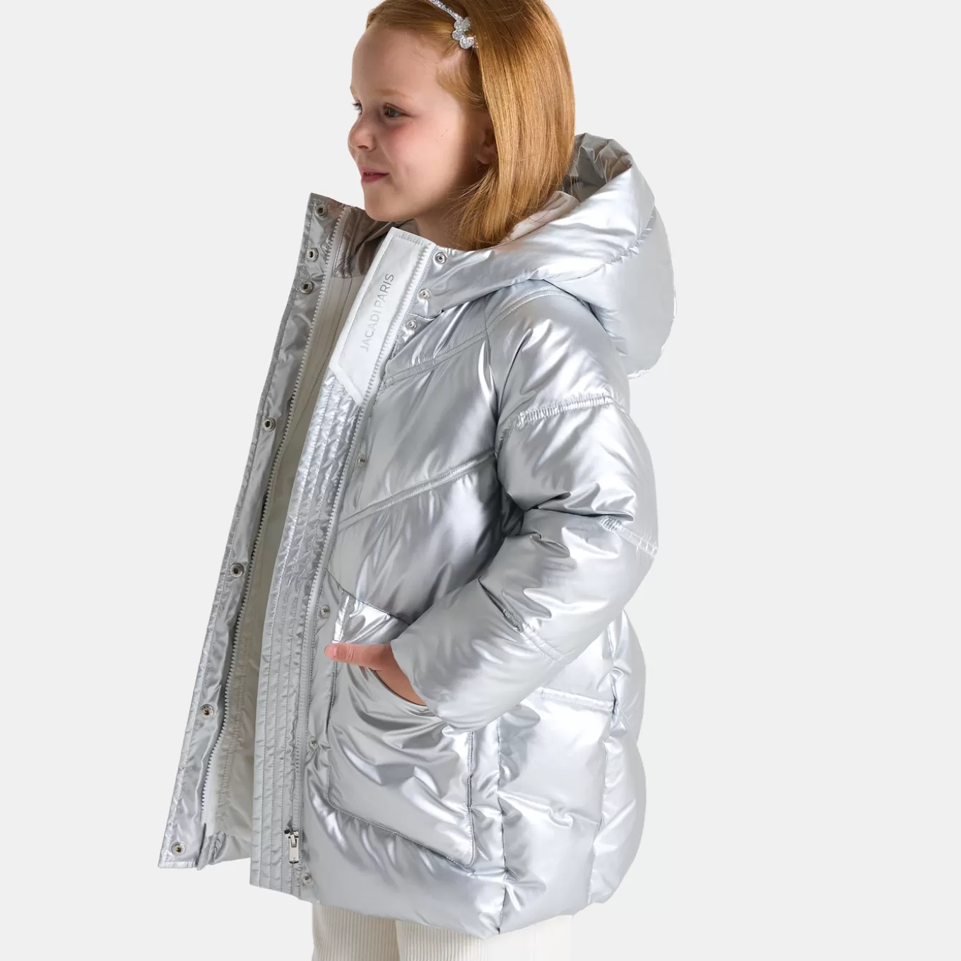 Fashion Jacadi Lange Steppjacke für Mädchen SILBER