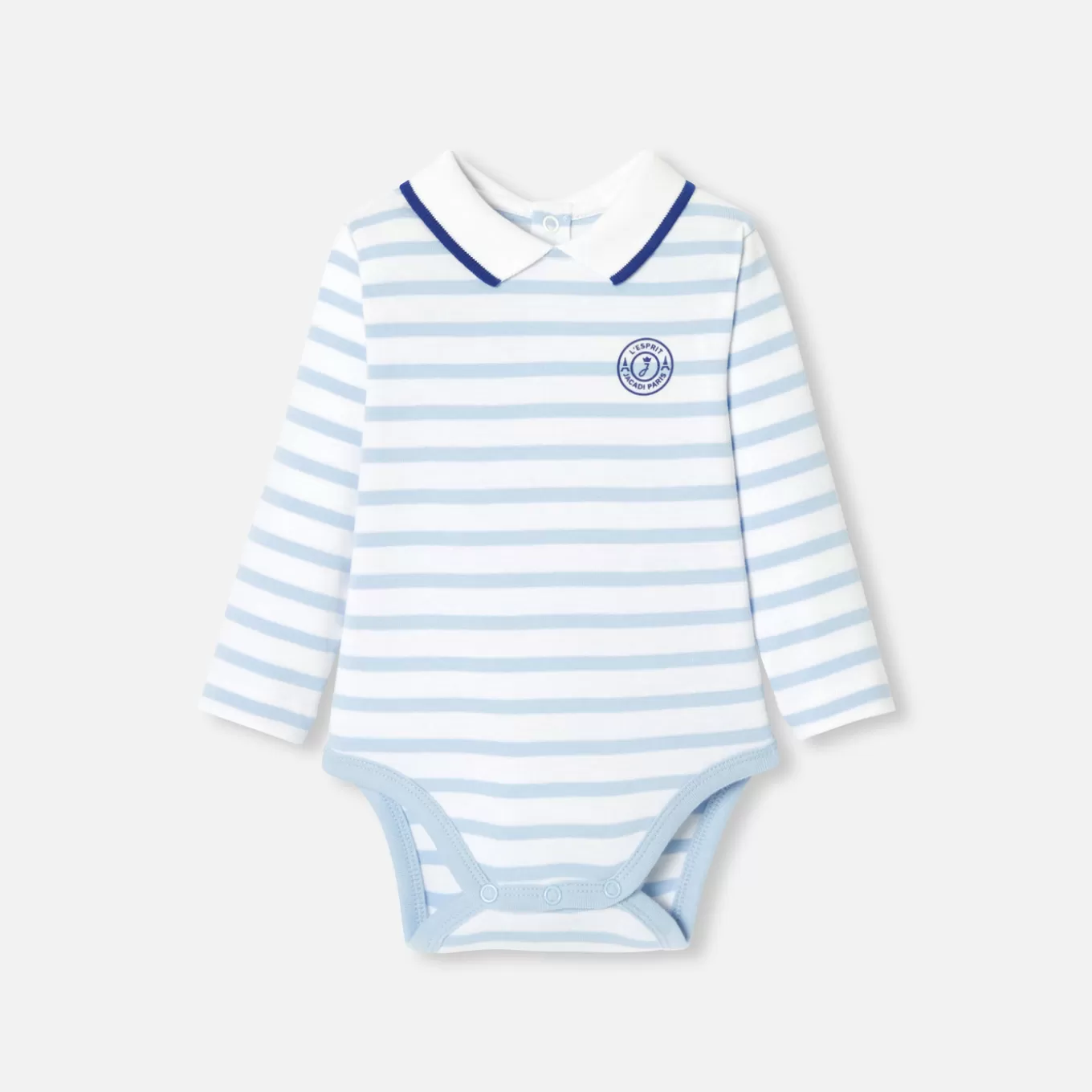 Flash Sale Jacadi Langärmeliger Body Kleinkind Junge HIMMELBLAU/WEISS