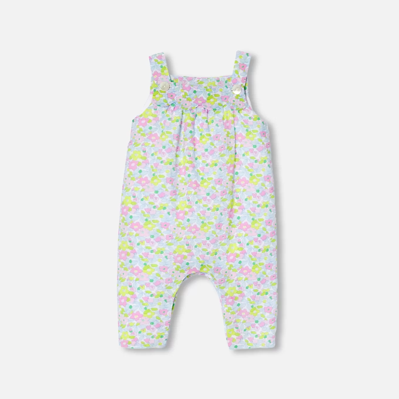 Clearance Jacadi Latzhose aus Liberty-Stoff für Baby Mädchen WEISS/MEHRFARBIG