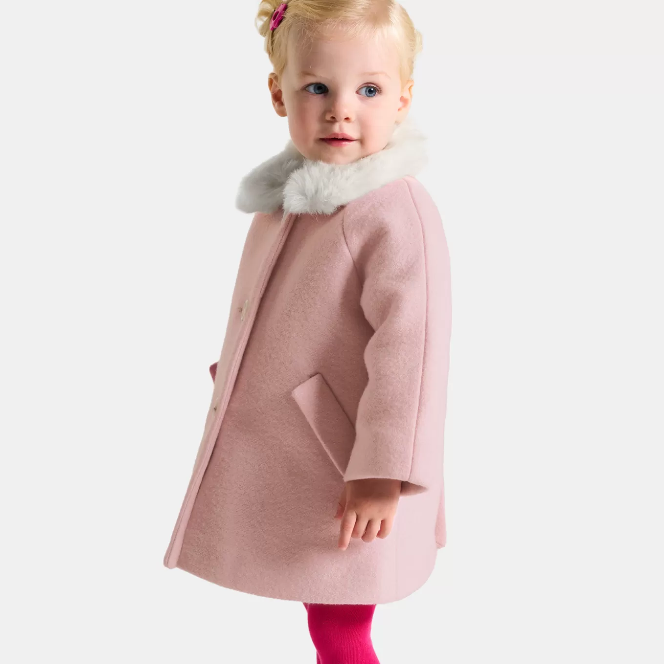Hot Jacadi Mantel aus Wollstoff Kleinkind Mädchen ROSA MELIERT