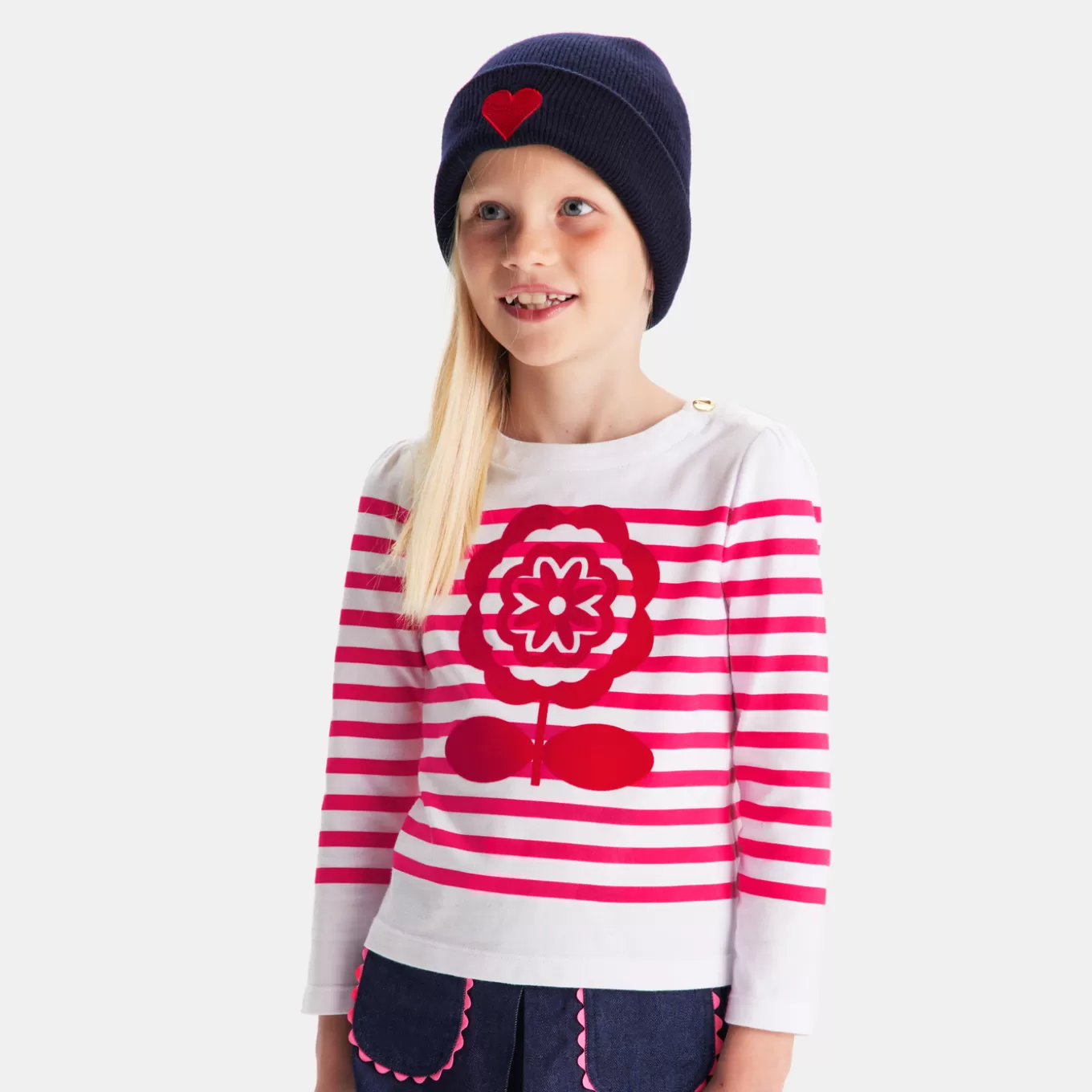 Best Jacadi Matrosenshirt für Mädchen WEISS/ROSA