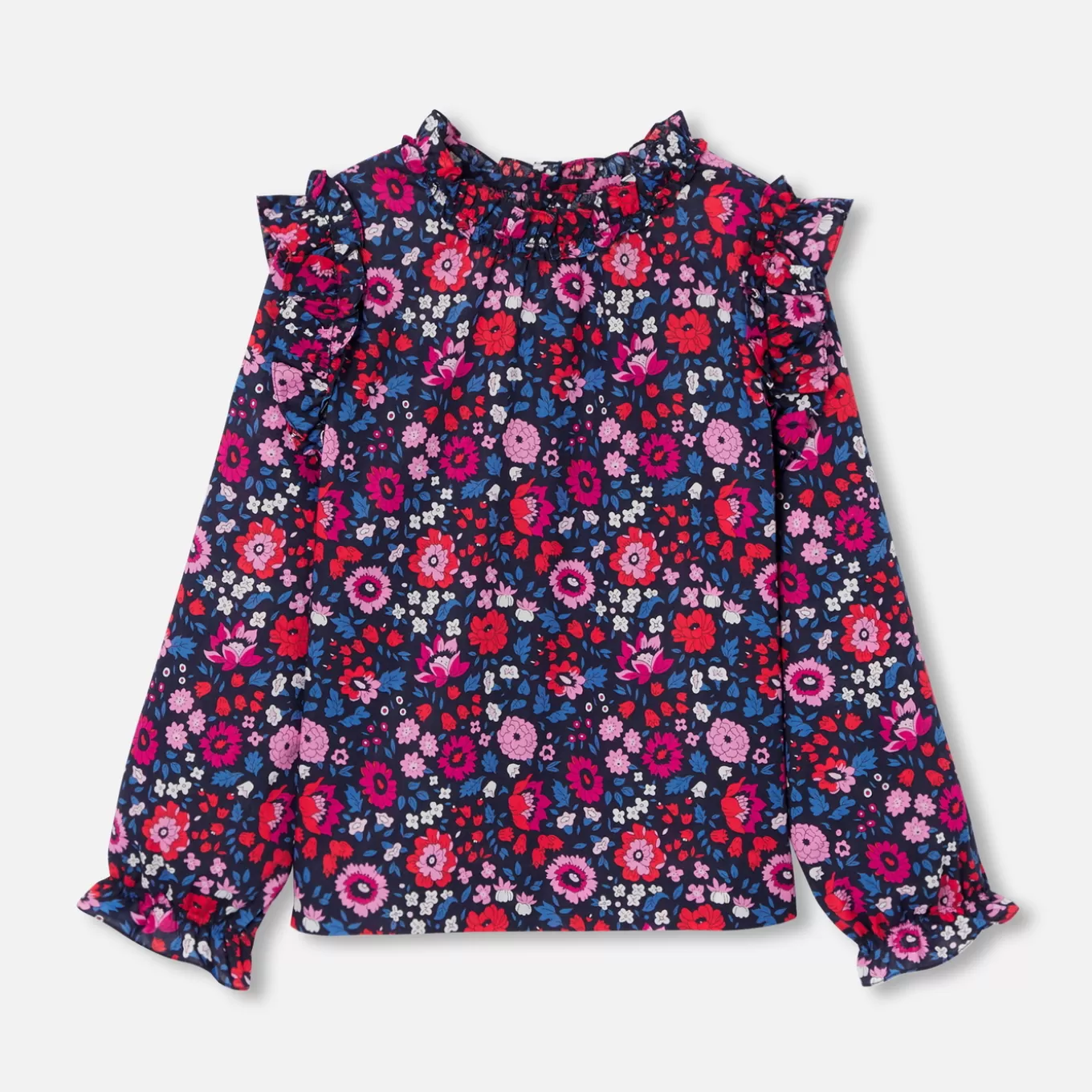 Clearance Jacadi Mädchenbluse aus Liberty-Stoff MARINEBLAU/MEHRFARBIG