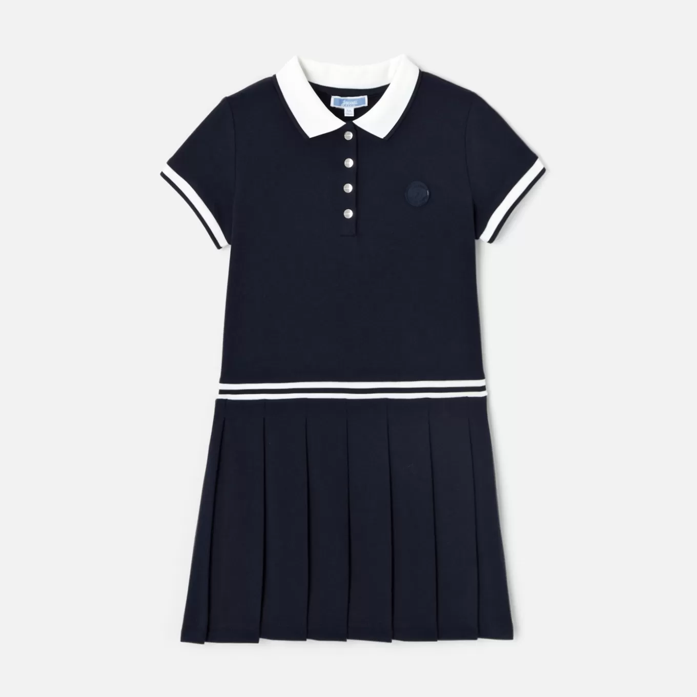 Shop Jacadi Mädchenkleid aus Baumwoll-Pikee MARINEBLAU JACADI