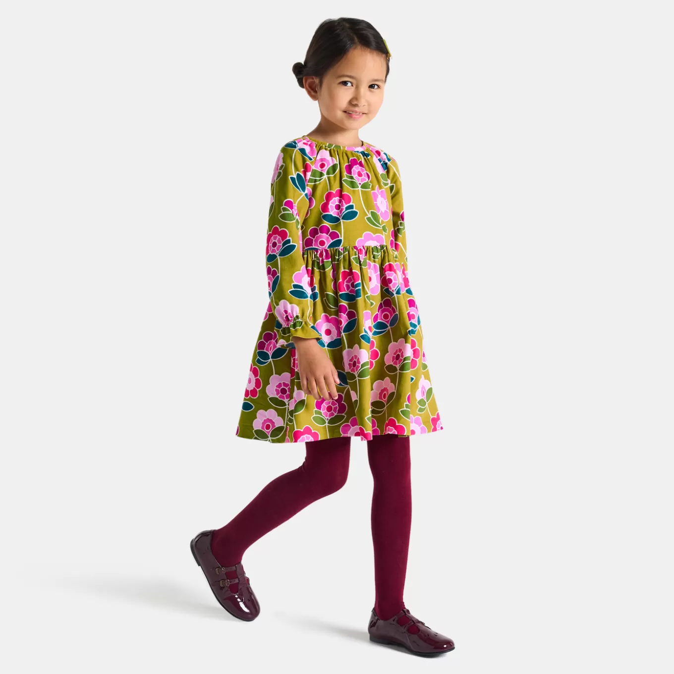 Discount Jacadi Mädchen-Kleid aus Feincord KÜMMEL/MEHRFARBIG