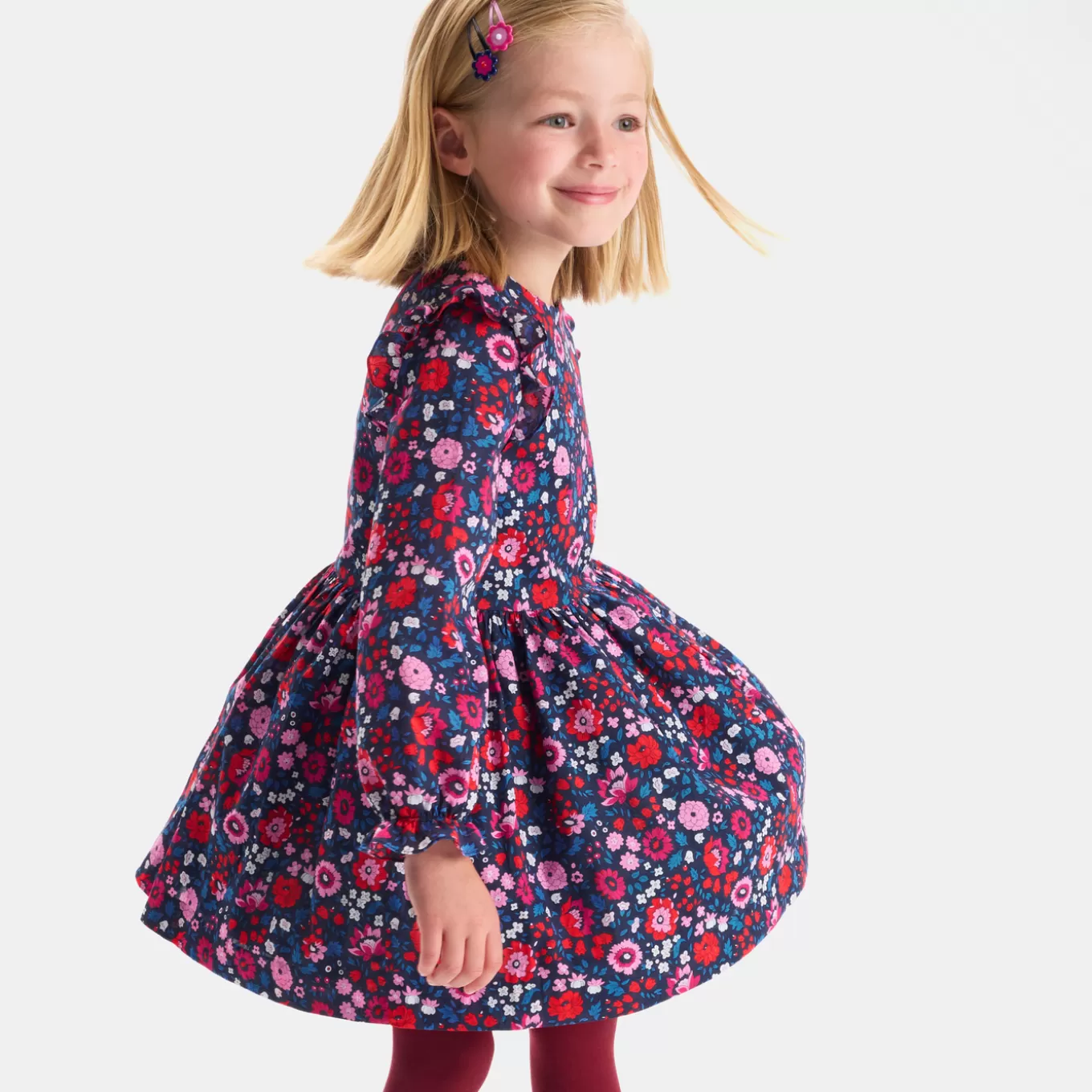 Sale Jacadi Mädchenkleid aus Liberty-Stoff MARINEBLAU/MEHRFARBIG