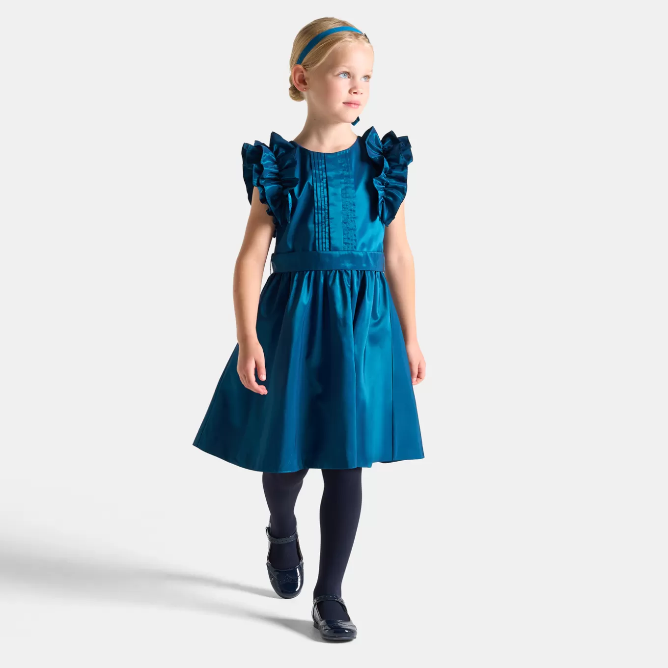 Shop Jacadi Mädchenkleid aus Taft TÜRKISBLAU