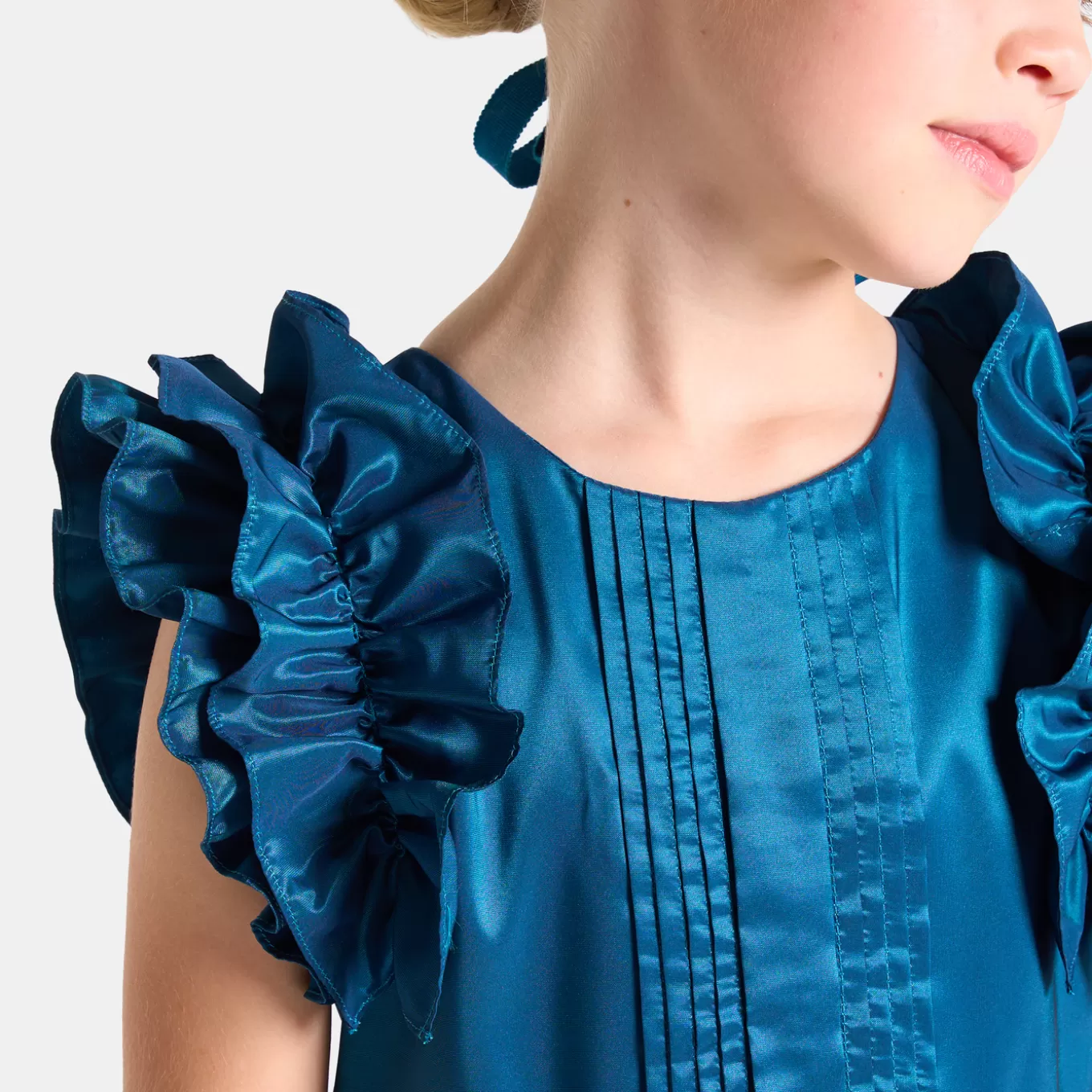 Shop Jacadi Mädchenkleid aus Taft TÜRKISBLAU