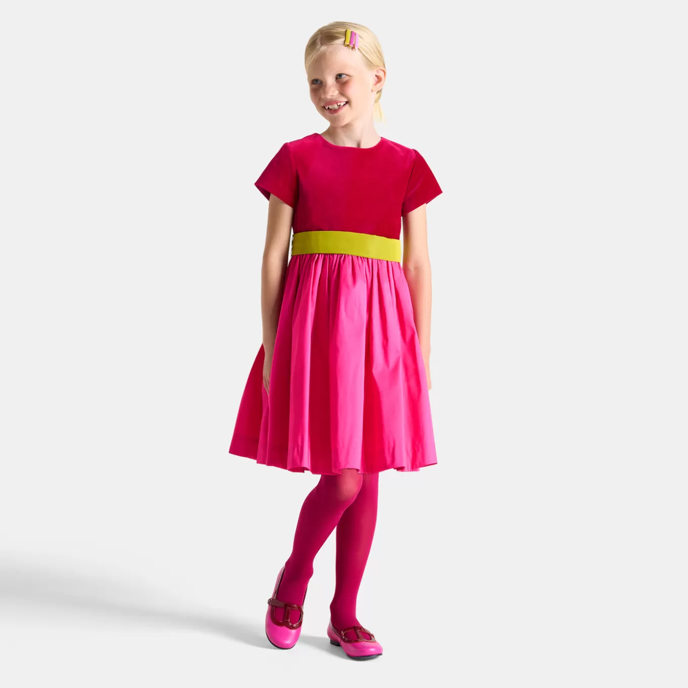 Cheap Jacadi Mädchenkleid im Colorblock-Design ROSA/MEHRFARBIG