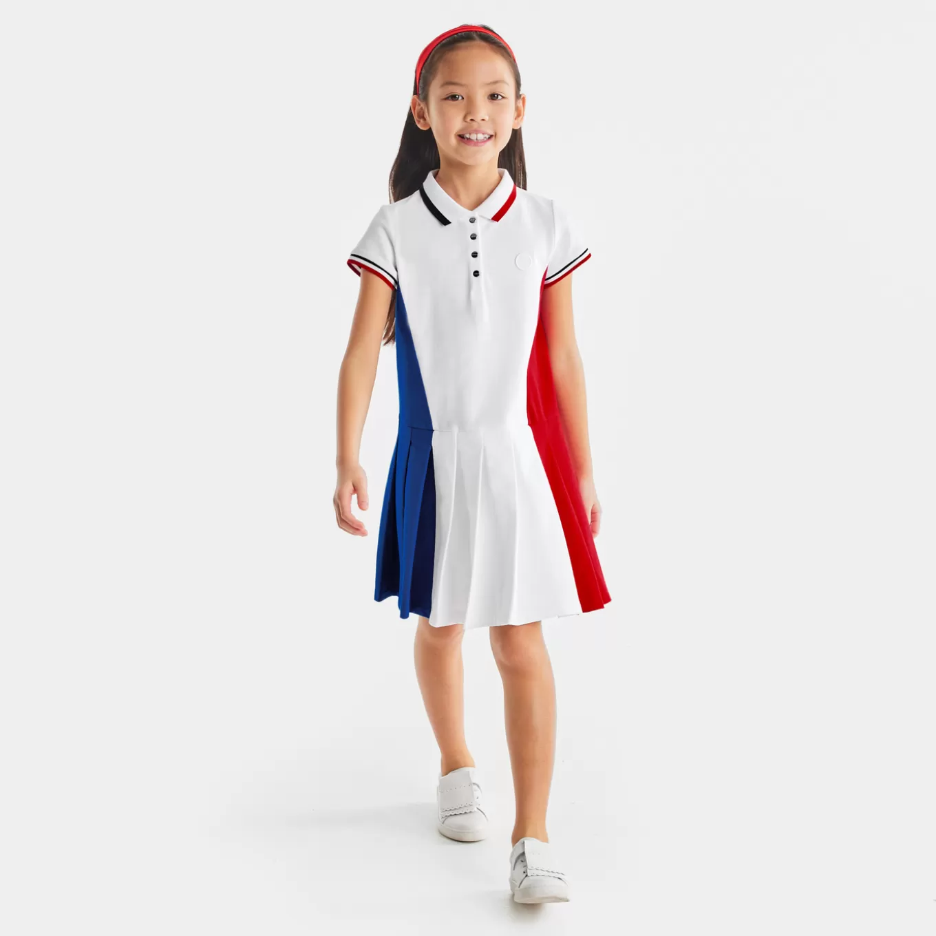 Clearance Jacadi Mädchenkleid im Colorblock-Design WEISS/MEHRFARBIG