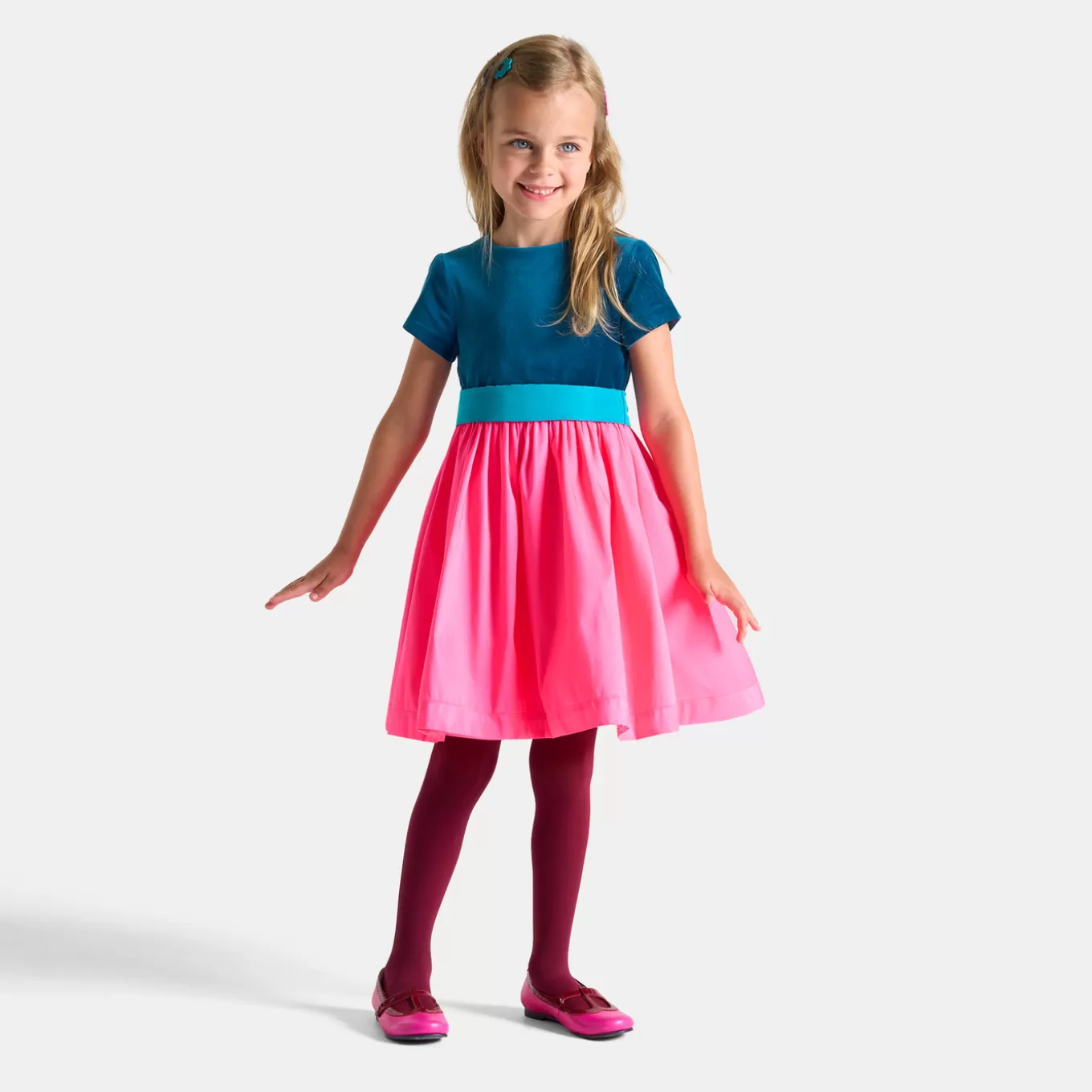 Best Sale Jacadi Mädchenkleid im Colorblock-Design ROSA/BLAU