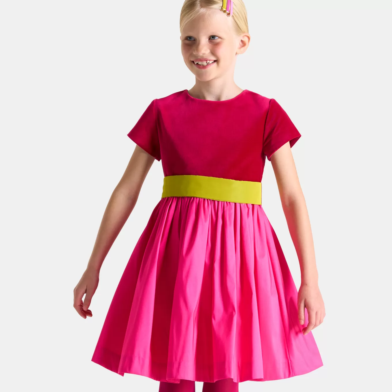 Cheap Jacadi Mädchenkleid im Colorblock-Design ROSA/MEHRFARBIG