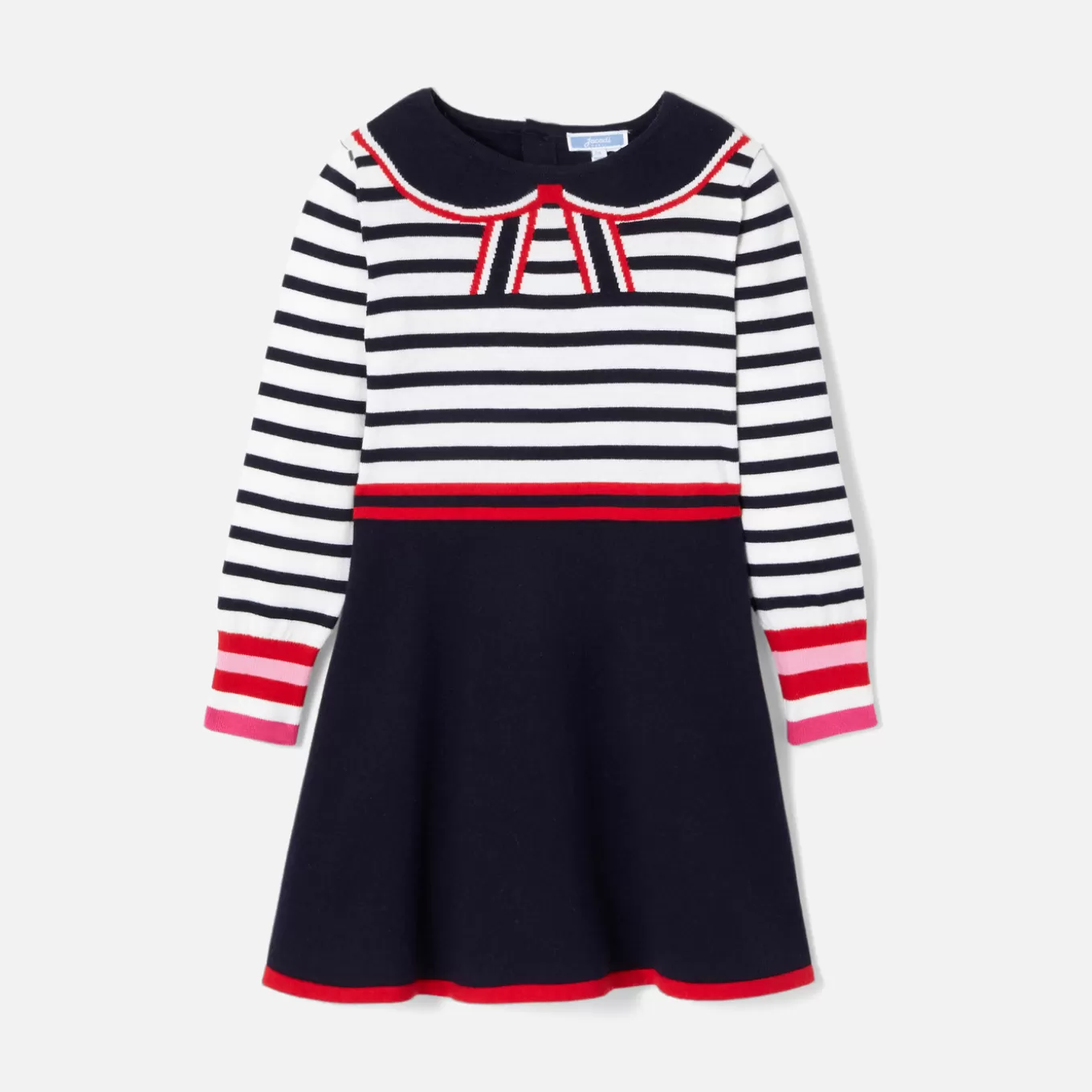 Shop Jacadi Mädchenkleid mit Ballonärmeln WEISS/MARINEBLAU