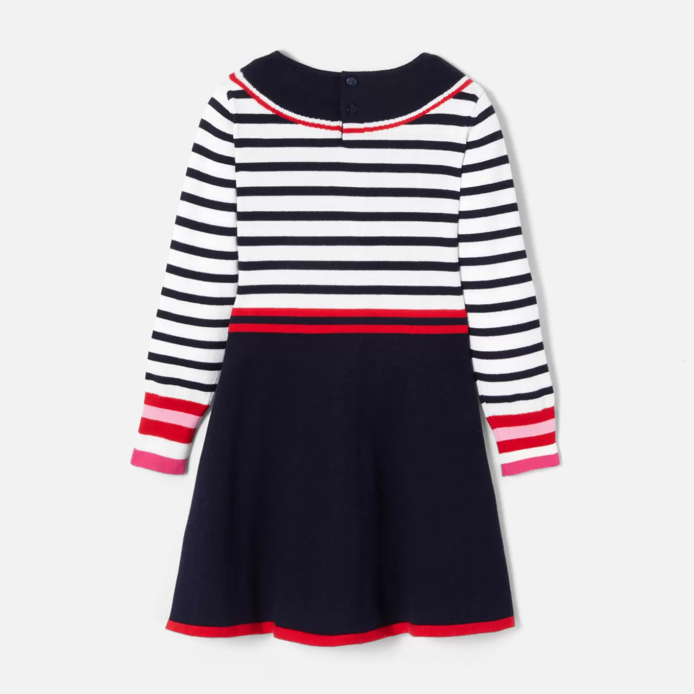 Shop Jacadi Mädchenkleid mit Ballonärmeln WEISS/MARINEBLAU