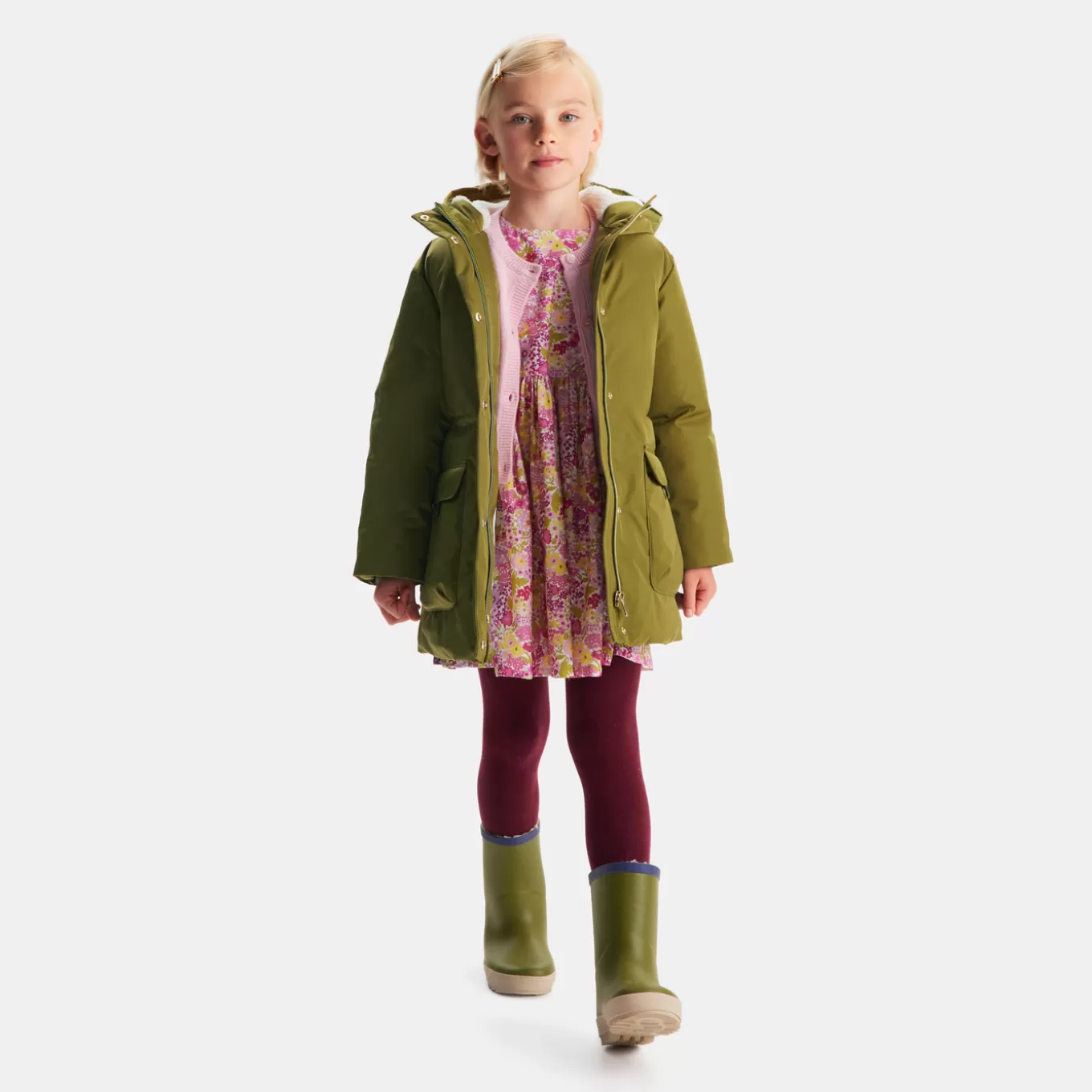 Fashion Jacadi Mädchen-Parka, mit Sherpa gefüttert KAKI