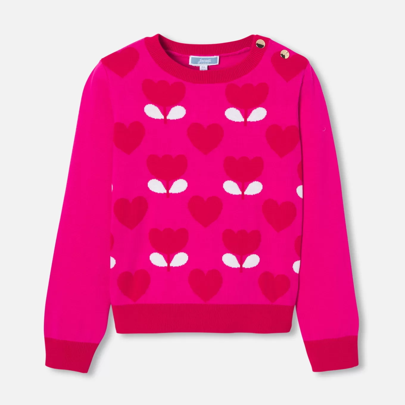 Cheap Jacadi Mädchenpullover mit Tulpenmotiv ROSA/ROT