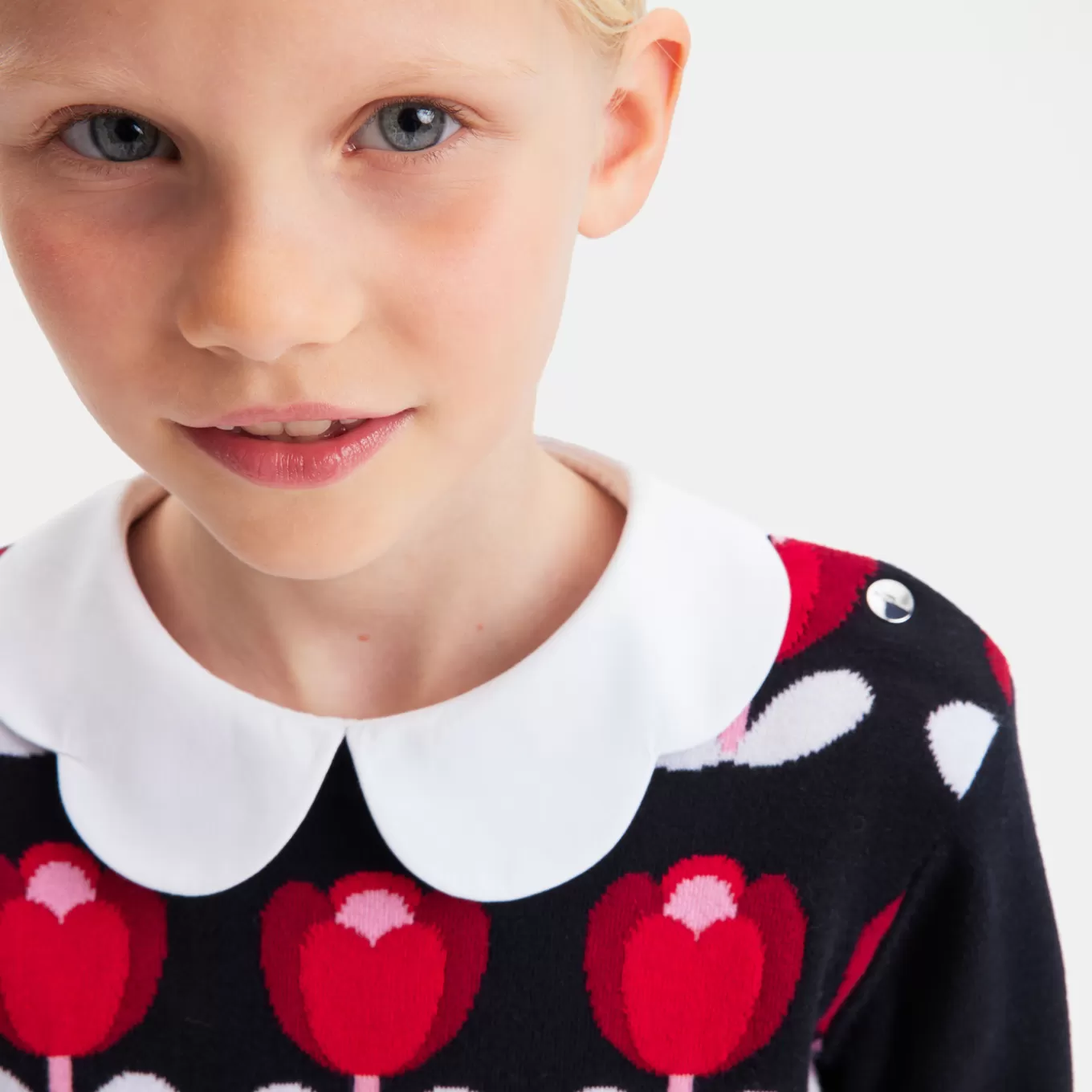 Store Jacadi Mädchenpullover mit Tulpenmotiv MARINEBLAU JACADI