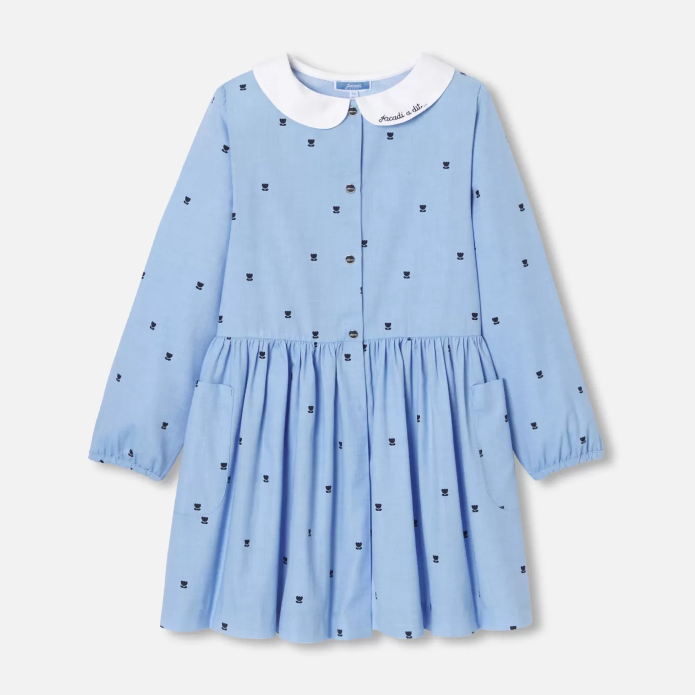 Best Jacadi Mädchenschürze mit Tulpenmotiv BLAU/WEISS