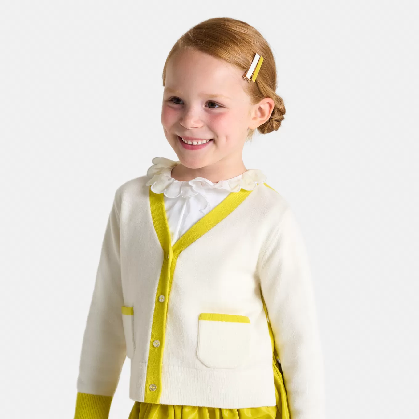 Cheap Jacadi Mädchen-Strickjacke im Color-Block-Design WEICHES WEISS/MEHRFARBIG
