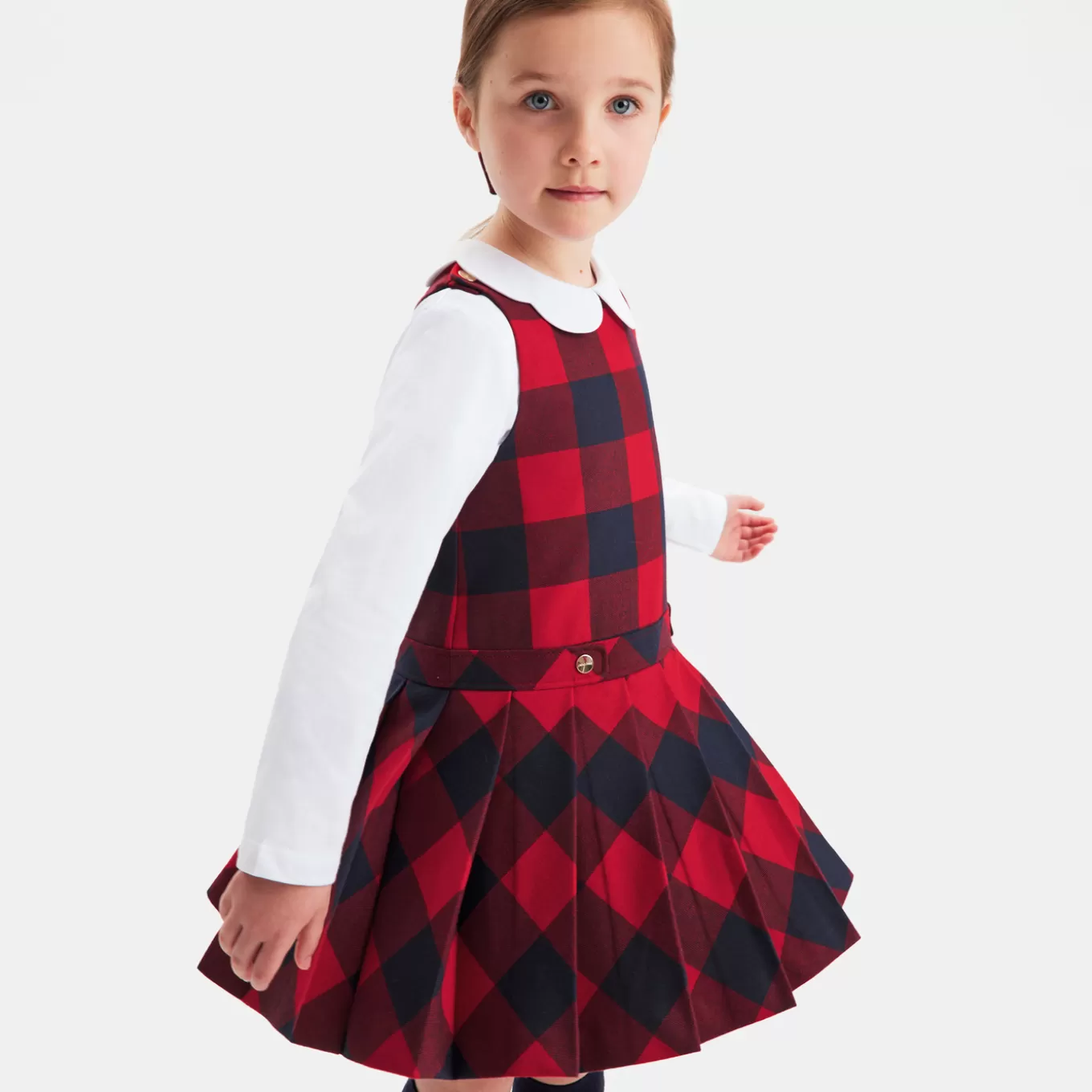 Sale Jacadi Mädchen-Trägerkleid aus Flanell MARINEBLAU/ROT